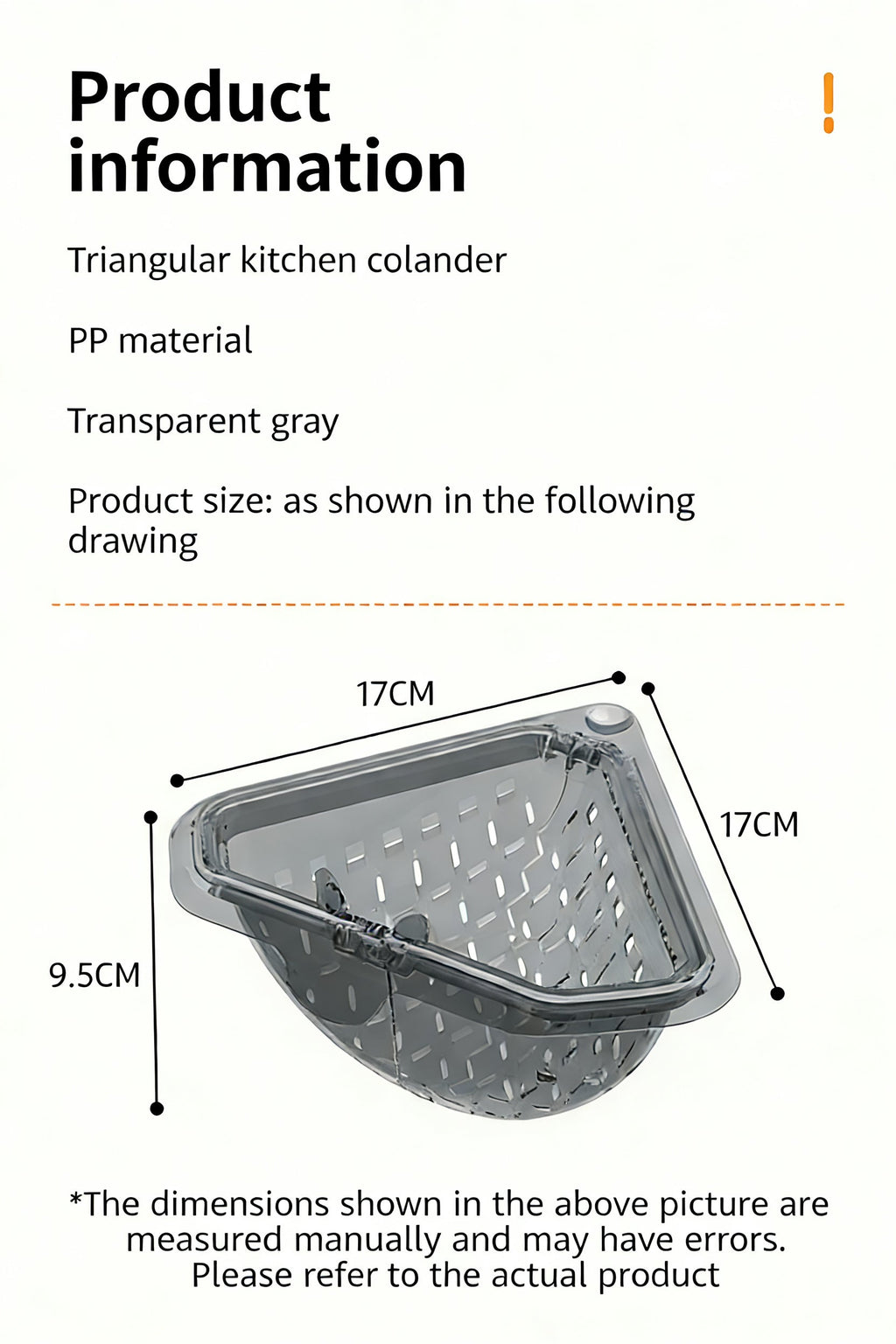 TDX Magnetischer Hänge-Spülsiebkorb | Dreieckiger PET-Abtropfkorb (Transparent Grau)