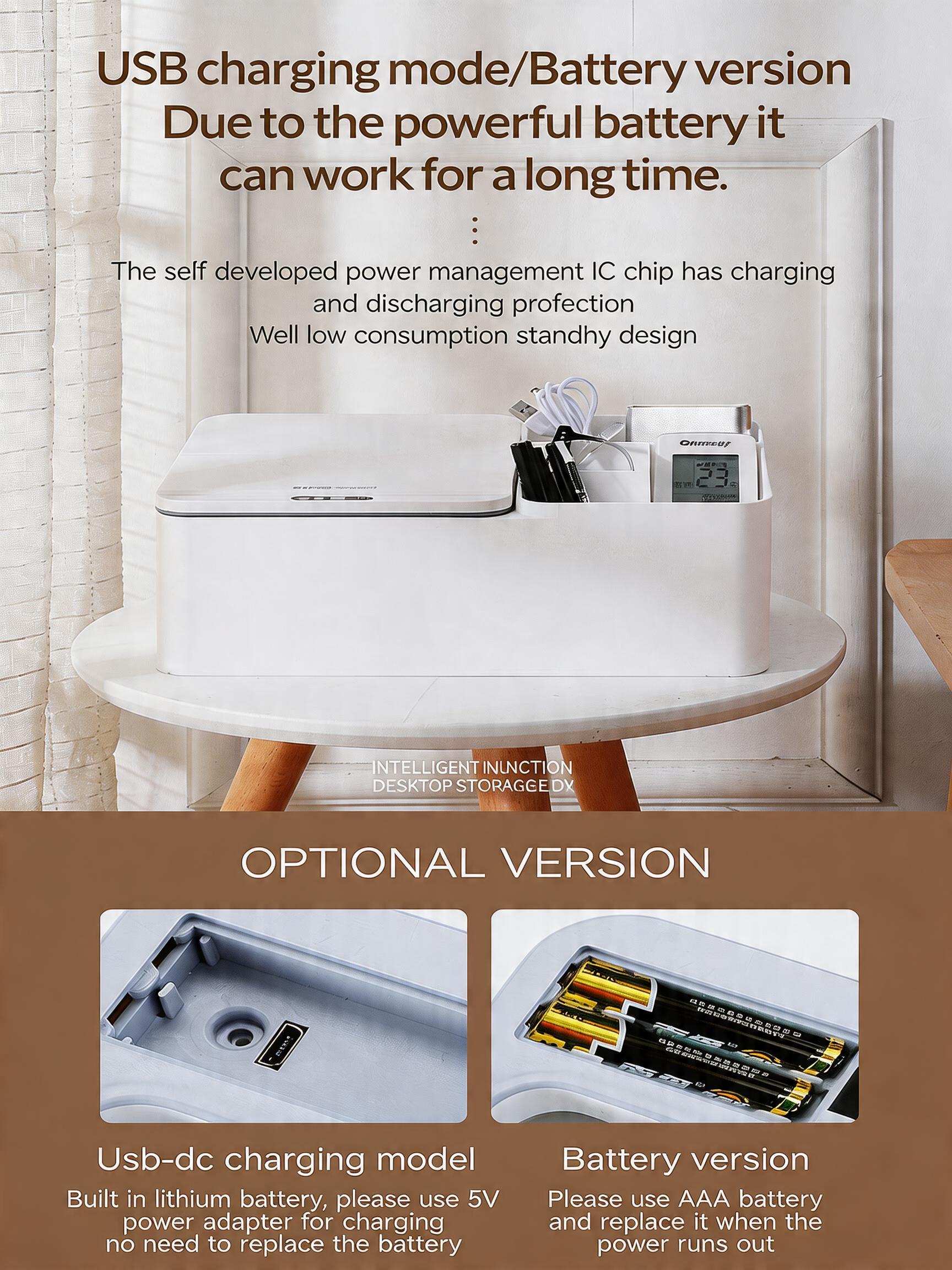 EST Smart Sensor Desktop Storage Box, Automatic Open Multi-Grid Organizer