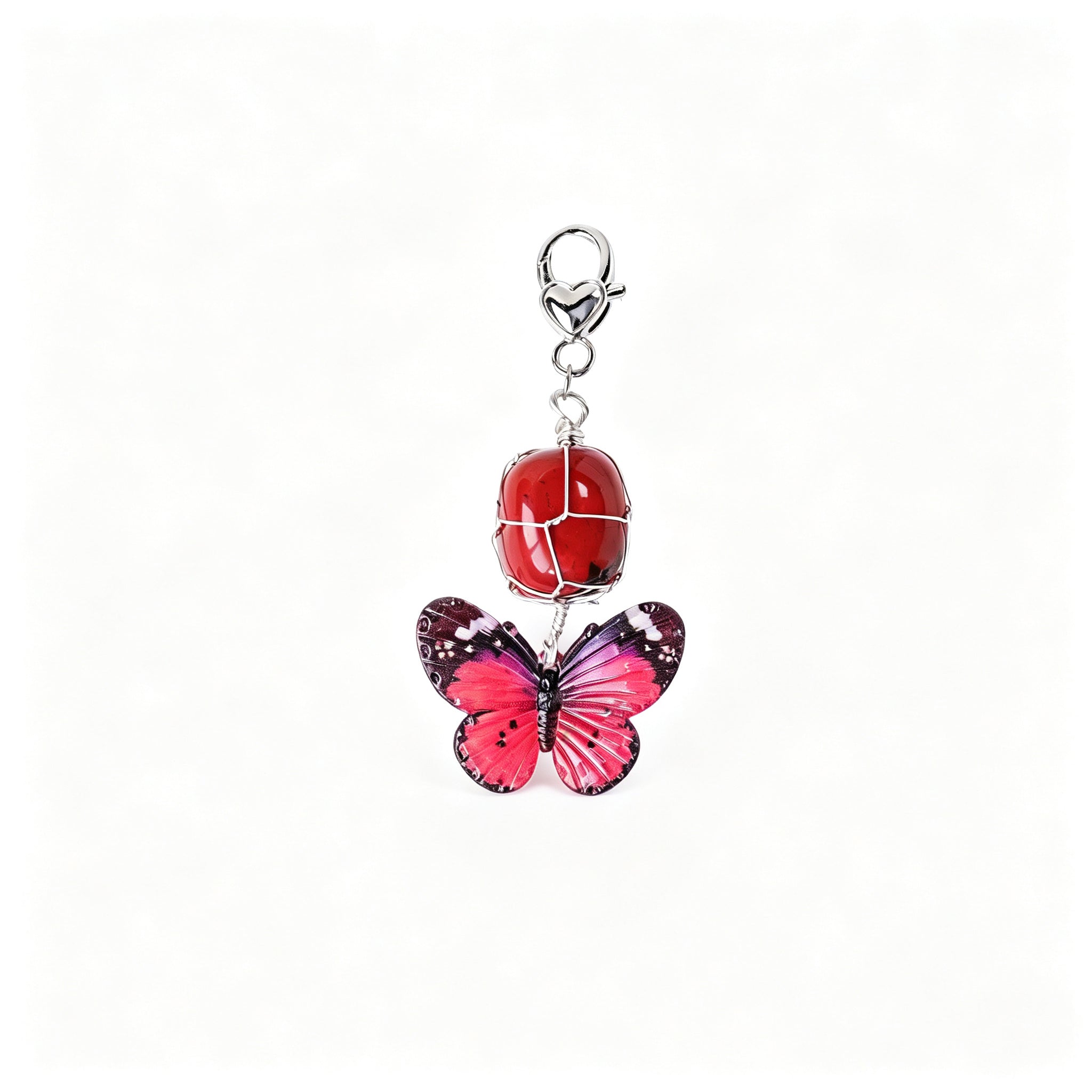 RYS Natural Rough Crystal Handmade Mesh Pouch Keychain Irregular Tumbled Stone Bag Charm
