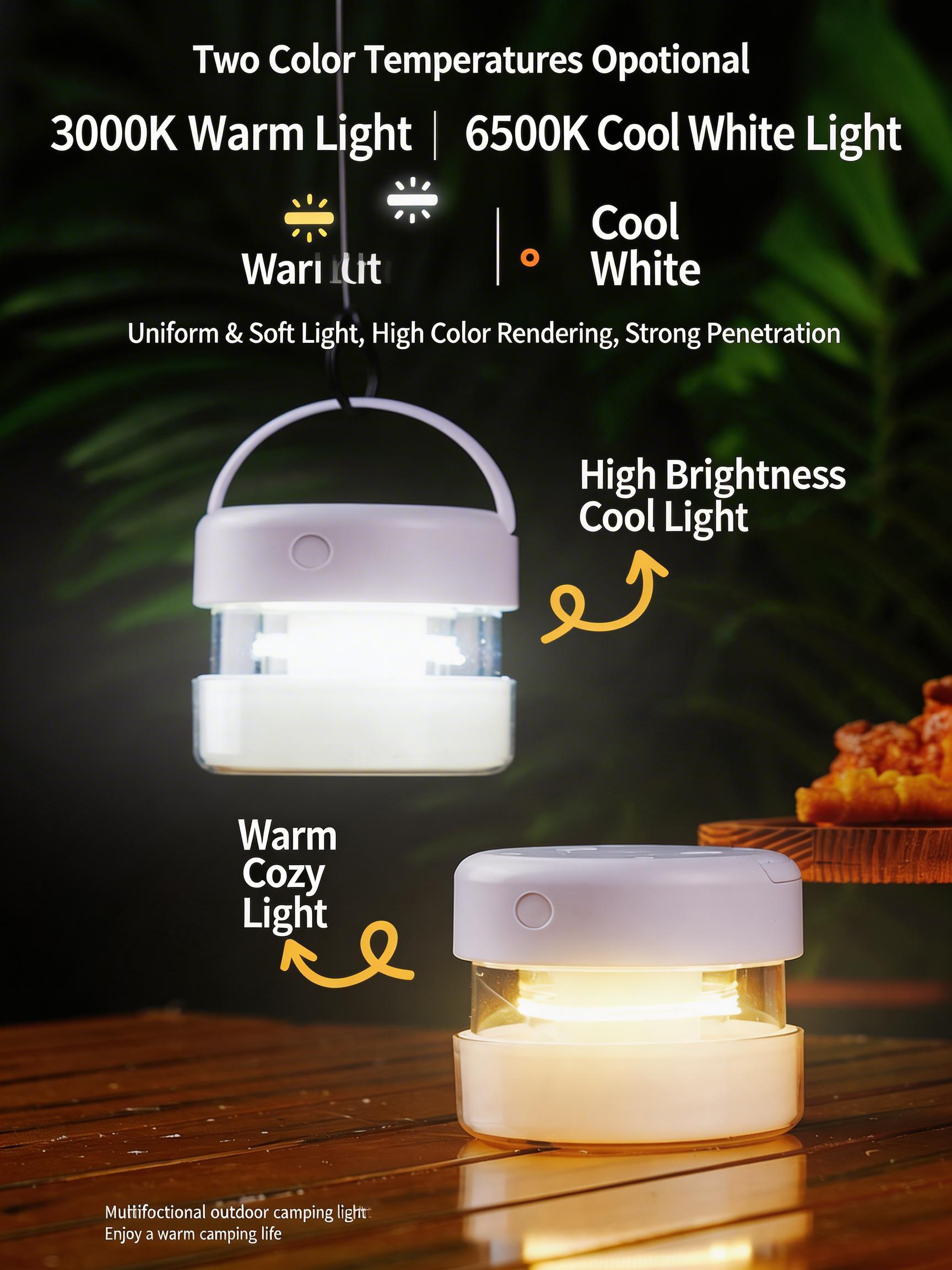 EST Foldable & Telescopic LED Camping Light | Rechargeable Tent Lantern with 3 Color Modes