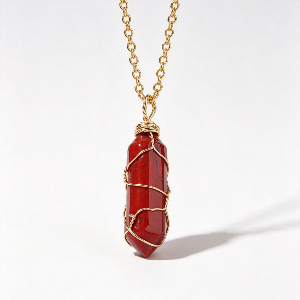 RYS Natural Hand Wire Wrapped Crystal Point Pendant Necklace, Minimalist Daily Jewelry Gift