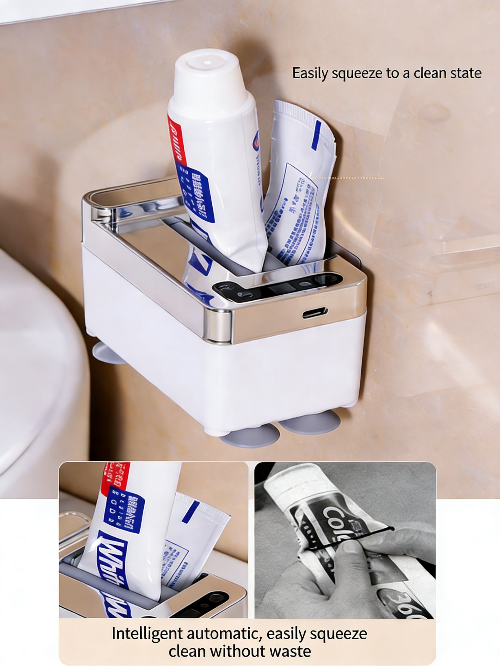EST Automatic Sensor Toothpaste Dispenser, Rechargeable/Battery Operated Electric Squeezer for Bathroom