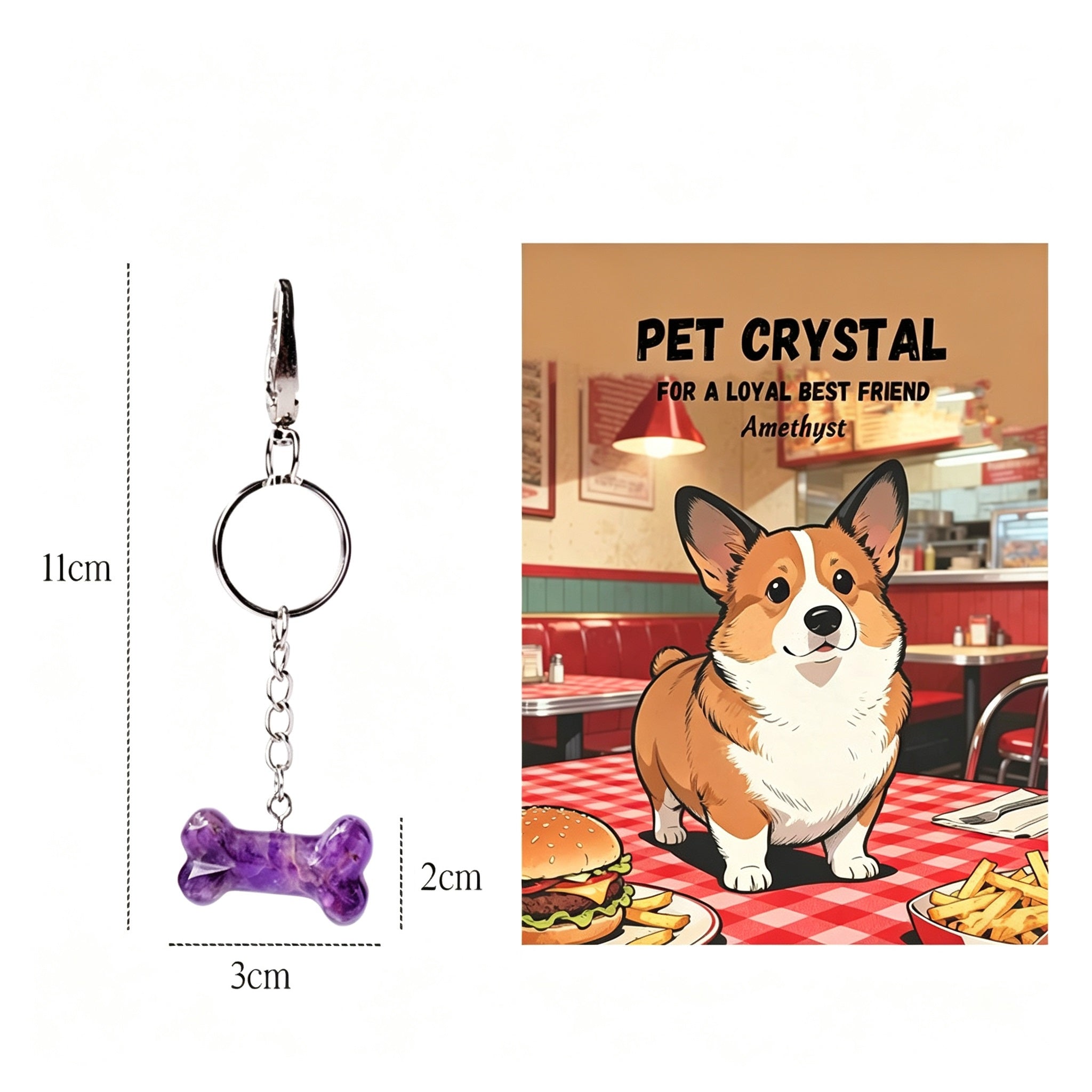 RYS Natural Crystal Bone Pet Keychain / Bag Charm