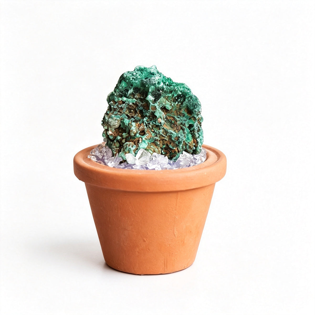 RYS Natural Crystal Raw Ore Ceramic Pot Bonsai, Gemstone DIY Potted Ornament, Home Desktop & Car Decor