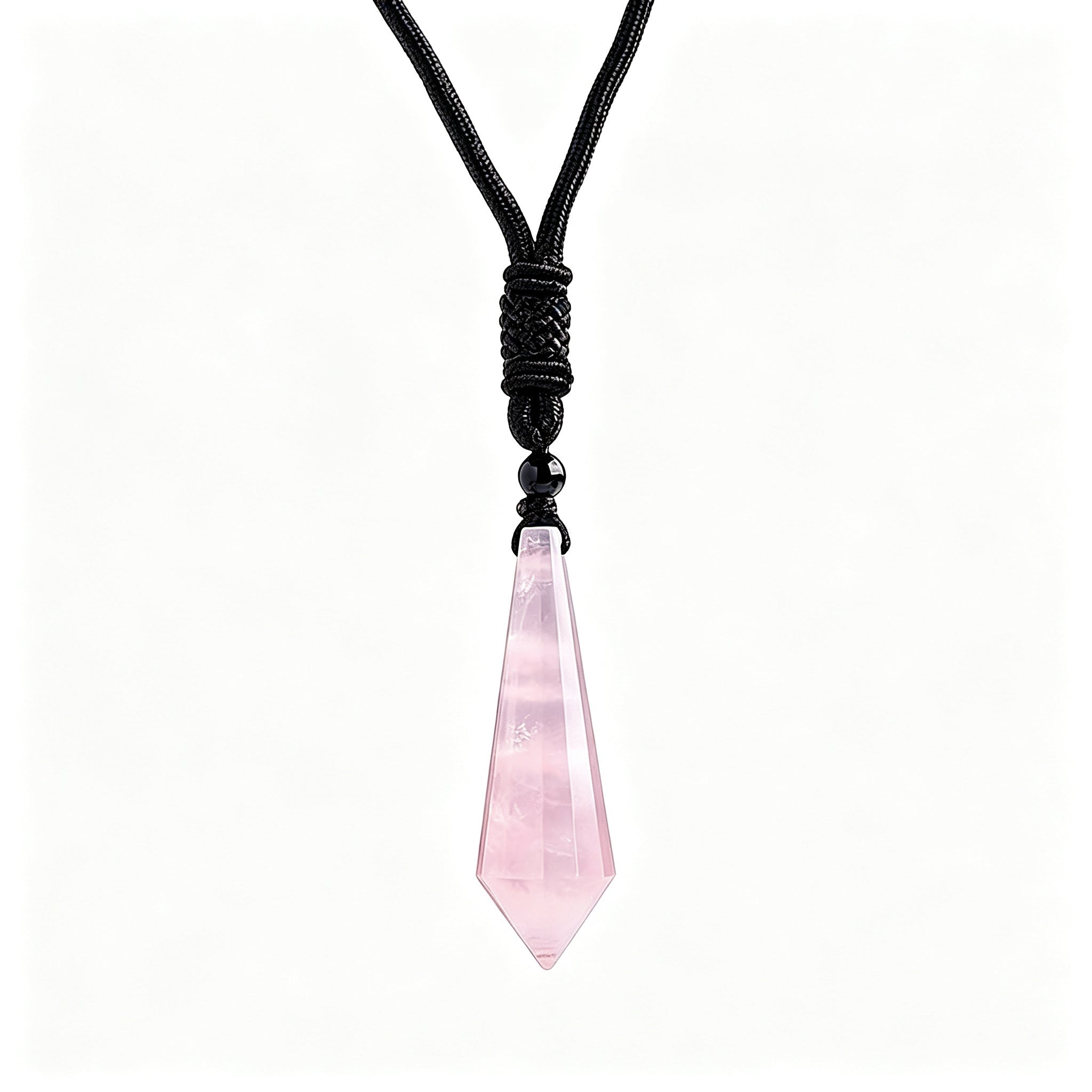 RYS 12 Facet Natural Crystal Pendulum Pendant, Raw Stone Dowsing Pendulum for Meditation Divination, Healing Crystal Jewelry