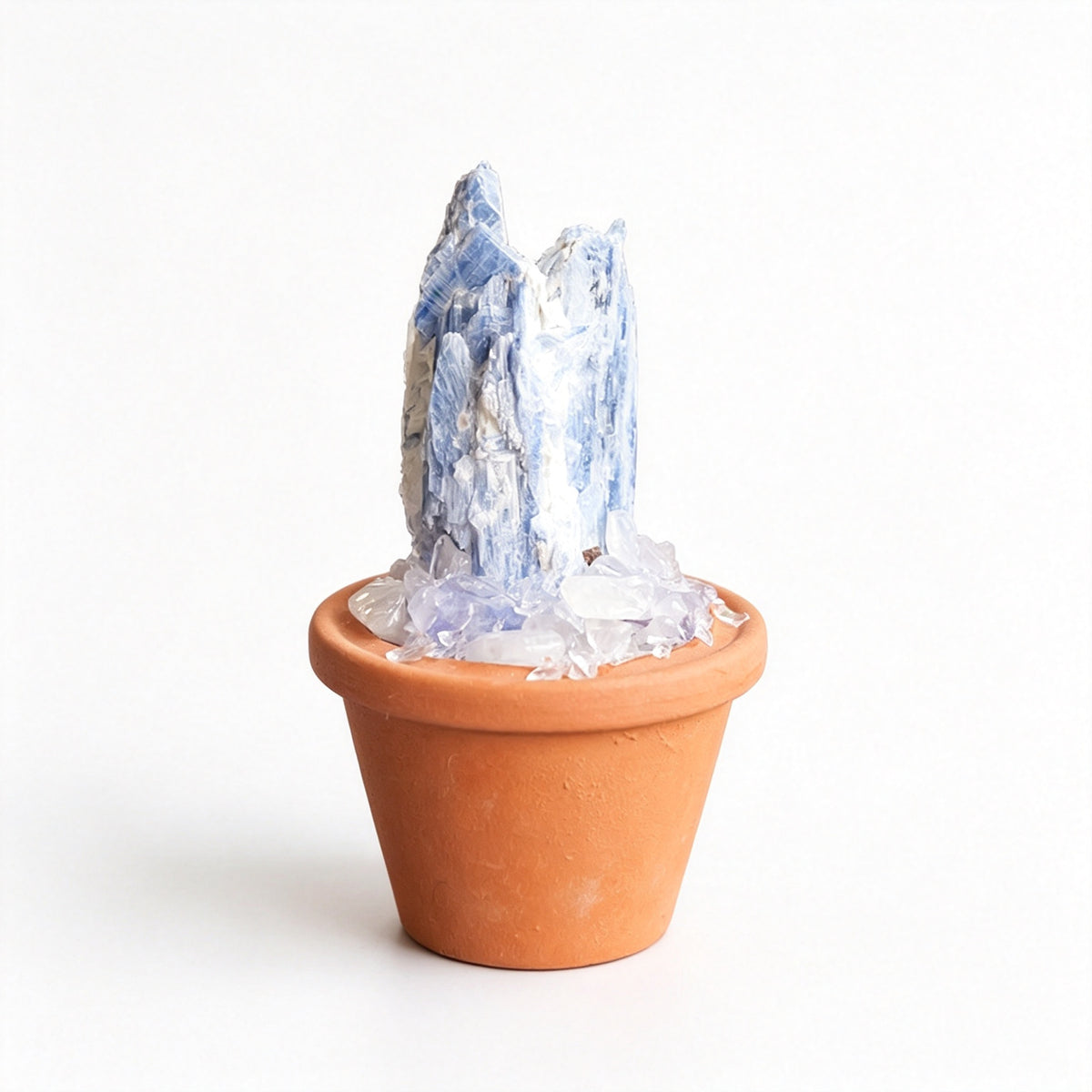 RYS Natural Crystal Raw Ore Ceramic Pot Bonsai, Gemstone DIY Potted Ornament, Home Desktop & Car Decor