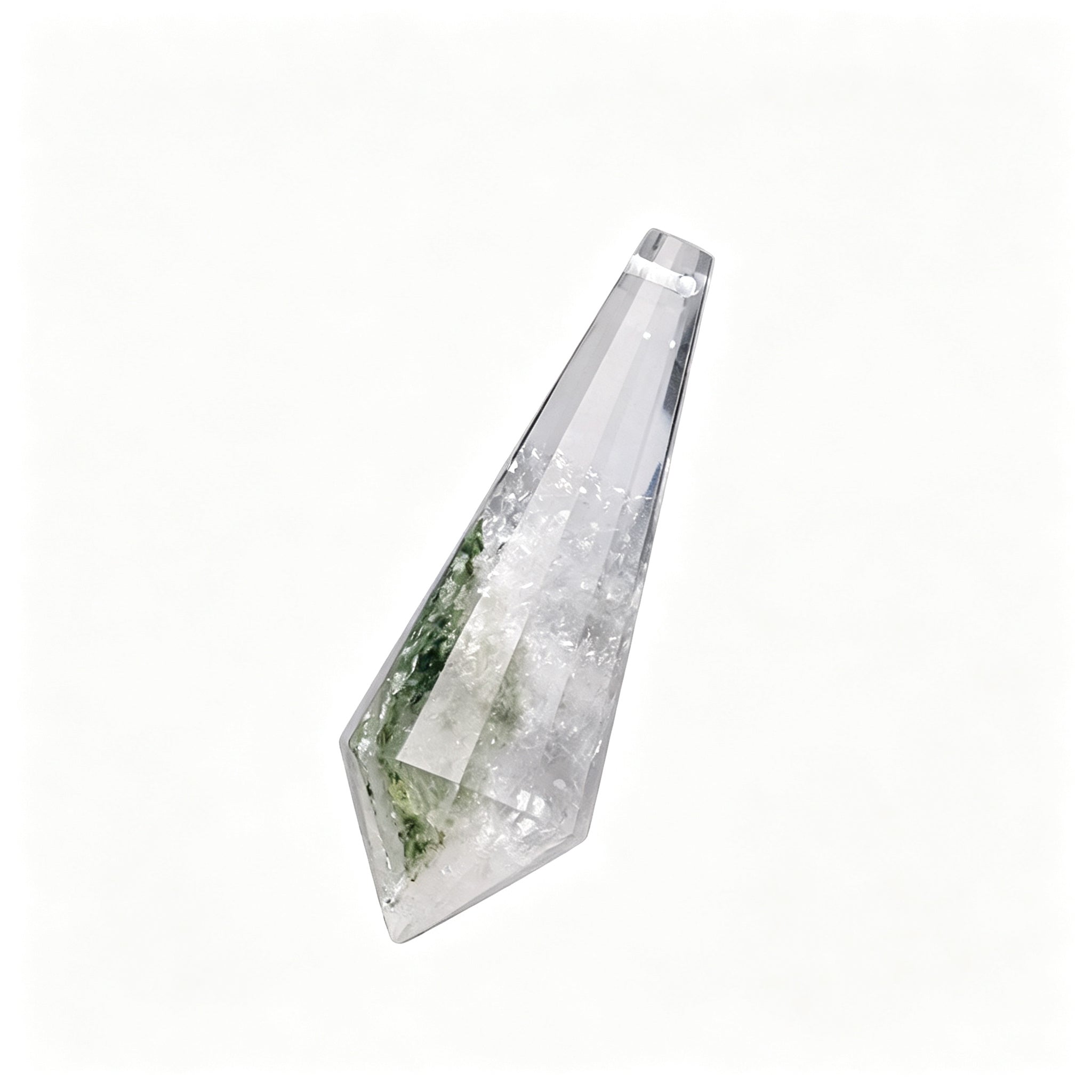 RYS 12 Facet Natural Crystal Pendulum Pendant, Raw Stone Dowsing Pendulum for Meditation Divination, Healing Crystal Jewelry