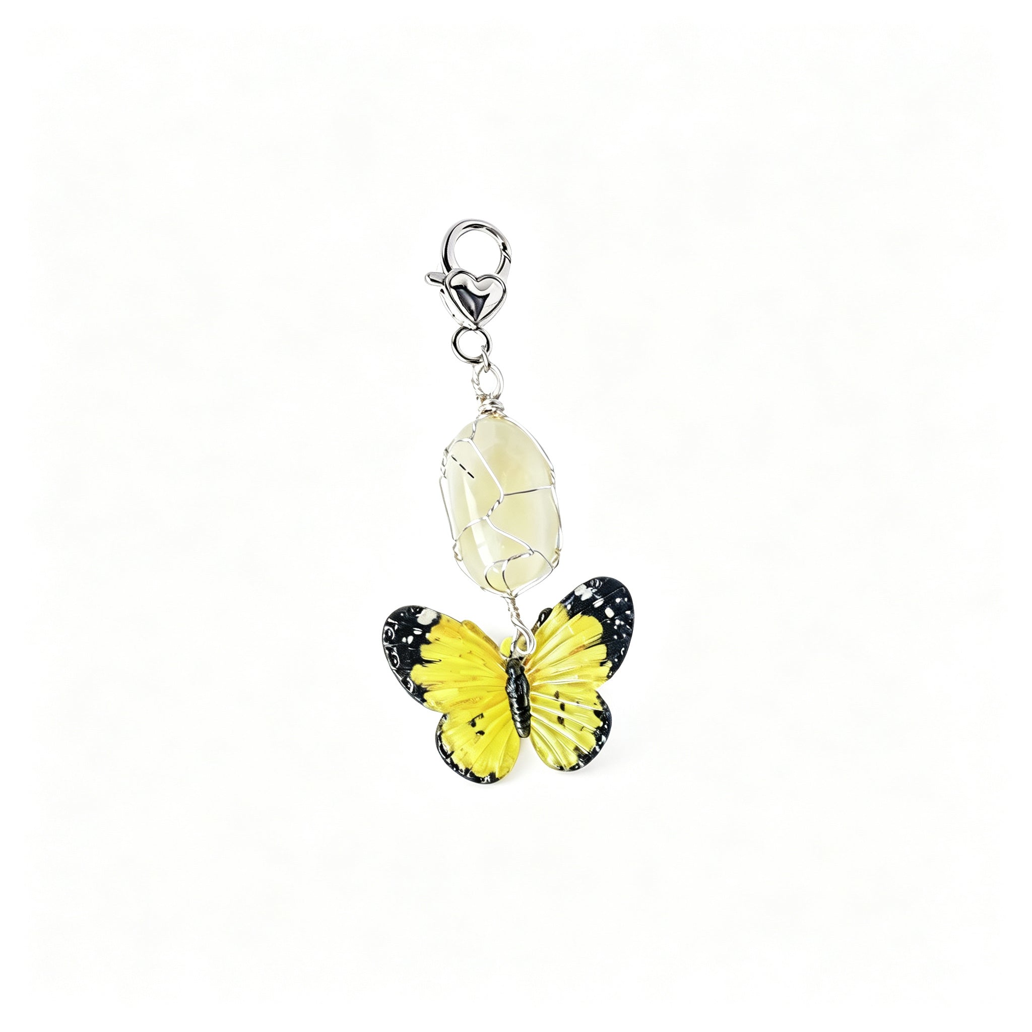 RYS Natural Rough Crystal Handmade Mesh Pouch Keychain Irregular Tumbled Stone Bag Charm