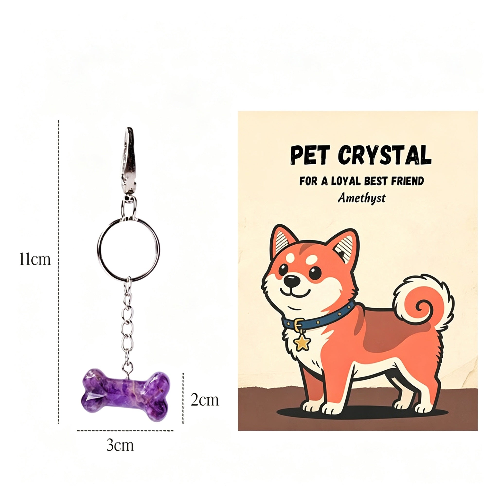 RYS Natural Crystal Bone Pet Keychain / Bag Charm