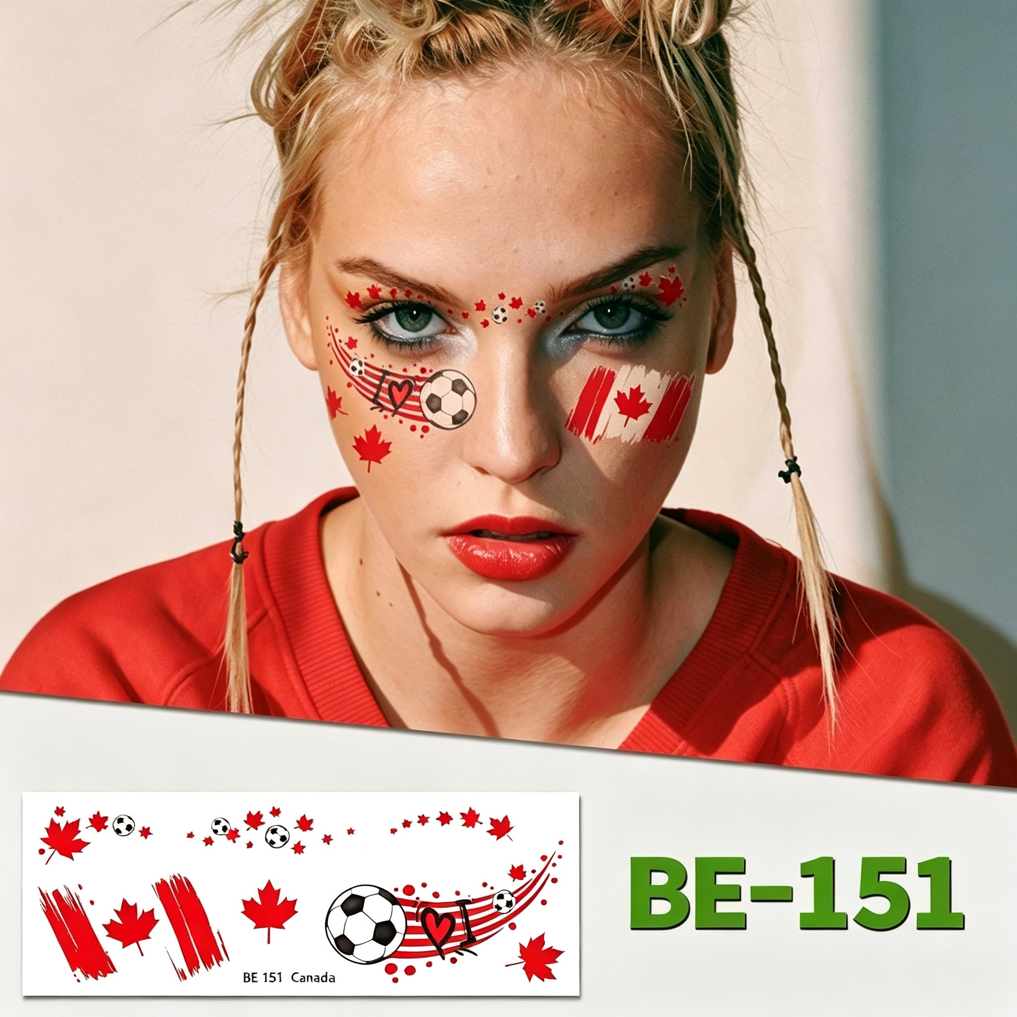 RCT 2026 World Cup Face Paint Temporary Tattoos – 5 Pack | Soccer Makeup Stickers, Safe Soy Ink, Waterproof, RoHS CE CPC UKCA Certified