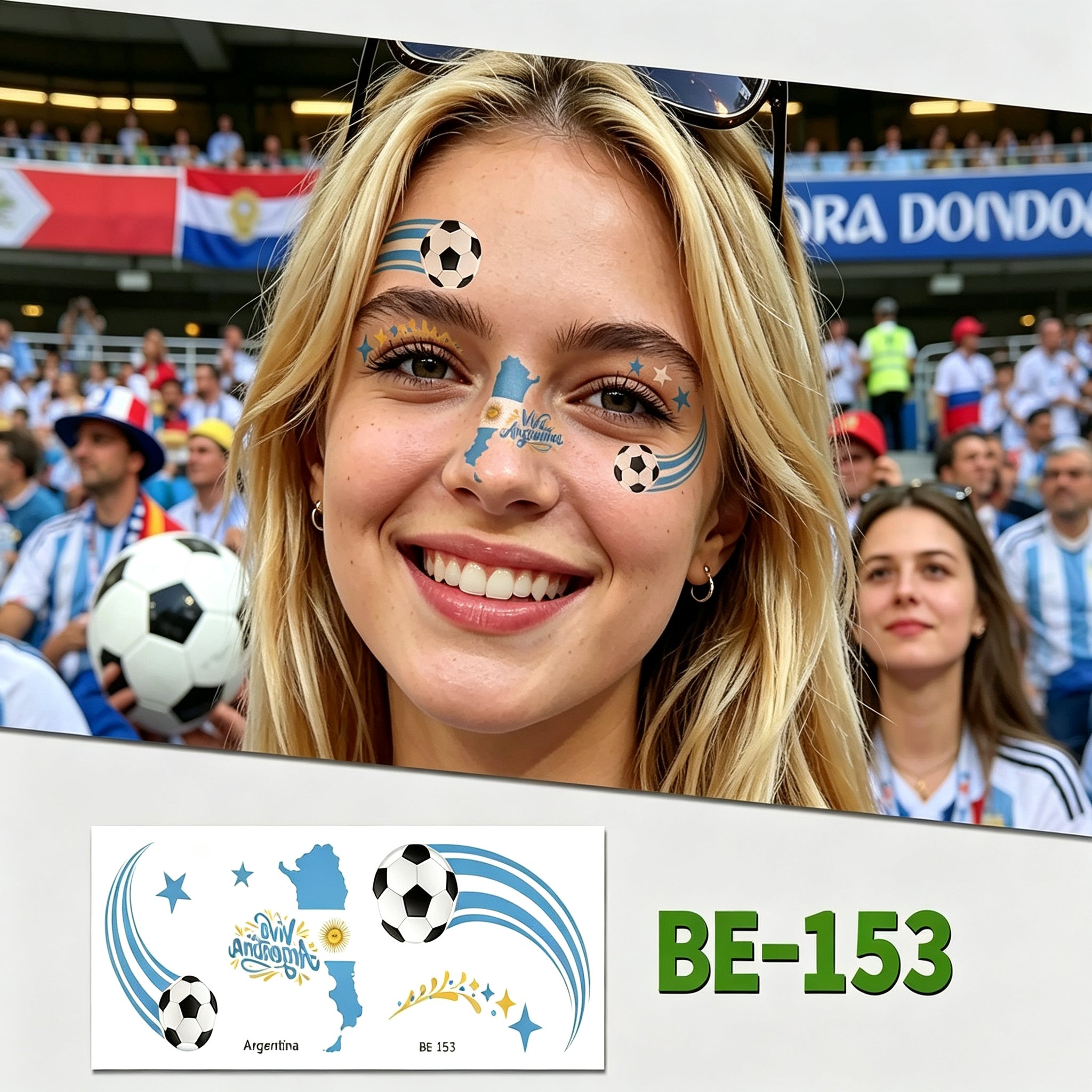 RCT 2026 World Cup Face Paint Temporary Tattoos – 5 Pack | Soccer Makeup Stickers, Safe Soy Ink, Waterproof, RoHS CE CPC UKCA Certified