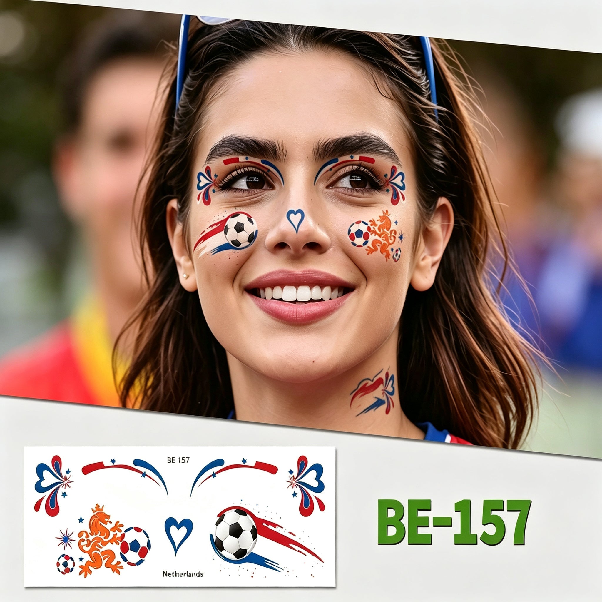 RCT 2026 World Cup Face Paint Temporary Tattoos – 5 Pack | Soccer Makeup Stickers, Safe Soy Ink, Waterproof, RoHS CE CPC UKCA Certified