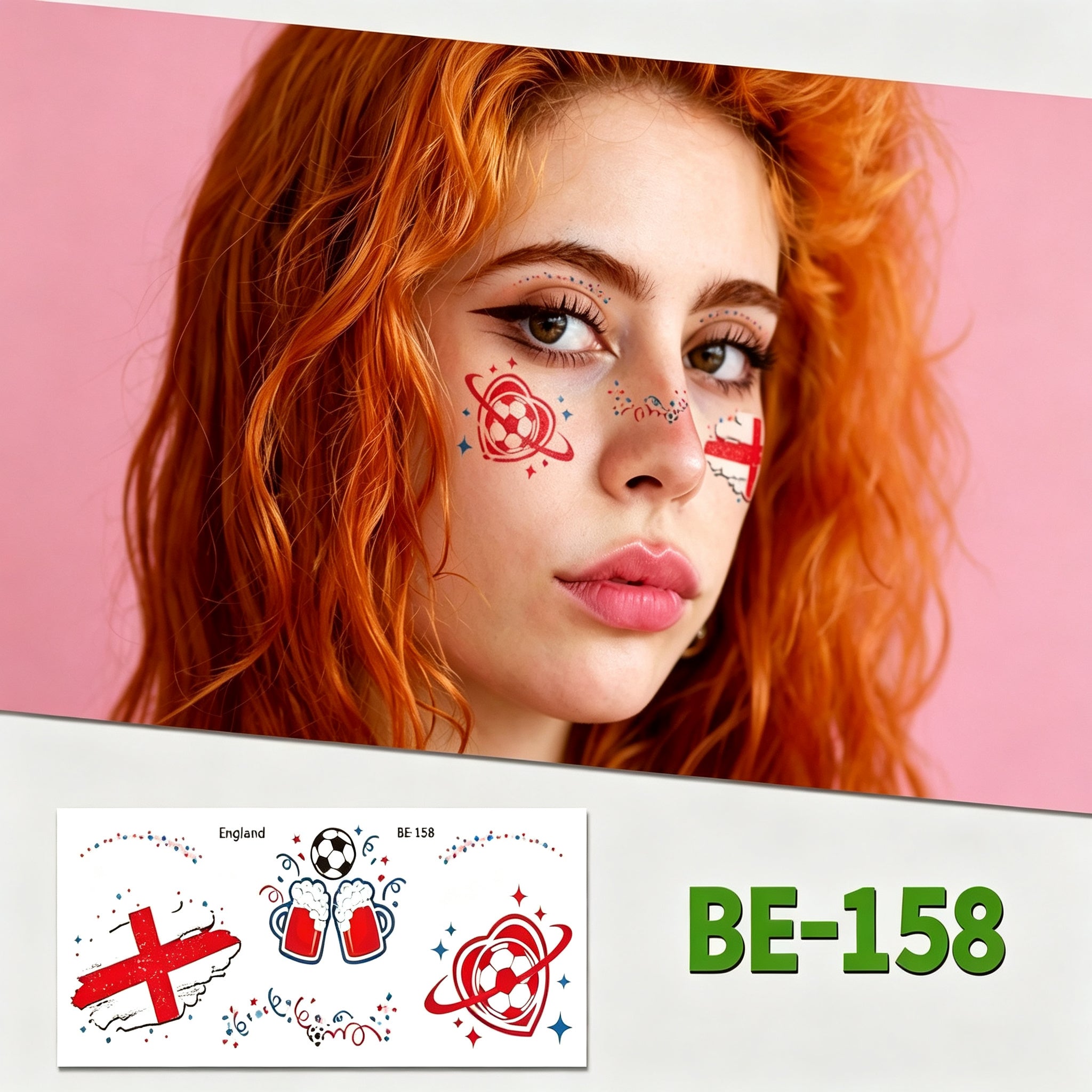 RCT 2026 World Cup Face Paint Temporary Tattoos – 5 Pack | Soccer Makeup Stickers, Safe Soy Ink, Waterproof, RoHS CE CPC UKCA Certified
