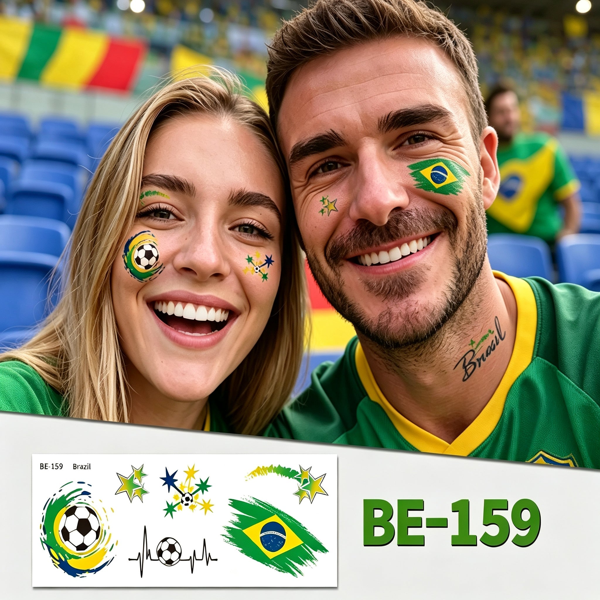 RCT 2026 World Cup Face Paint Temporary Tattoos – 5 Pack | Soccer Makeup Stickers, Safe Soy Ink, Waterproof, RoHS CE CPC UKCA Certified