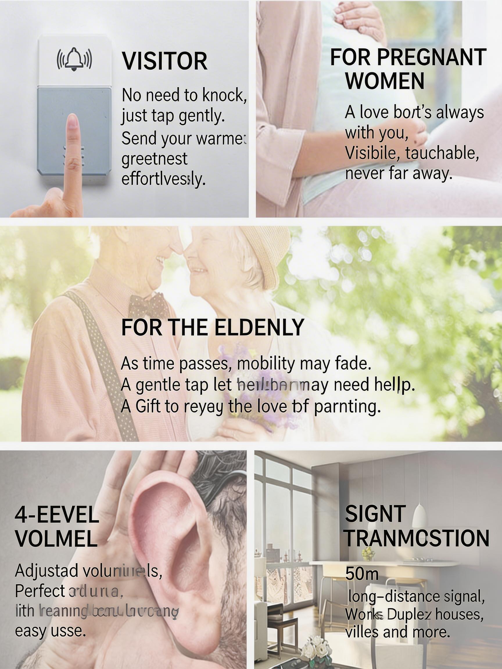EST Self-Powered Wireless Doorbell with Night Light, Waterproof No Battery Door Bell Chime Kit, Long Range Strong Signal for Home & Office
