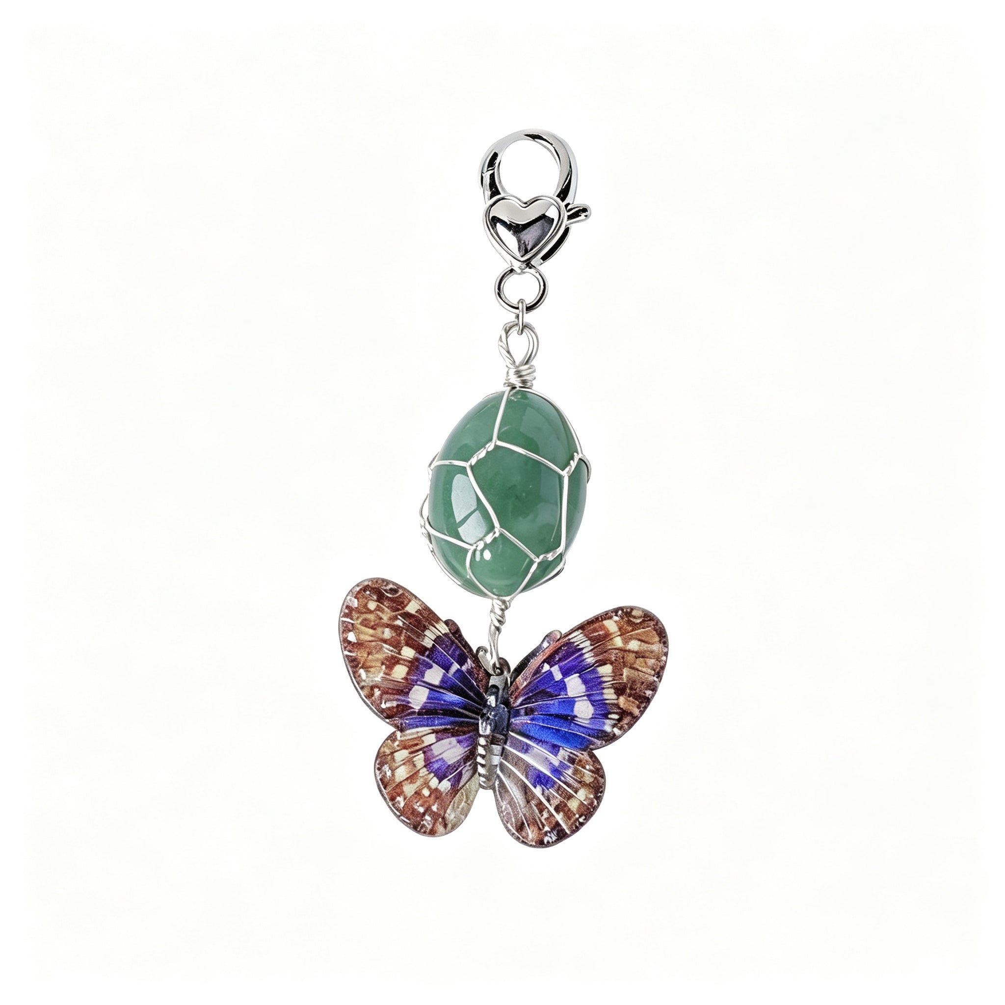 RYS Natural Rough Crystal Handmade Mesh Pouch Keychain Irregular Tumbled Stone Bag Charm