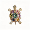 QZY Turtle Animal Brooch Copper Zircon Real Gold Plated Gift Box Packed Lapel Pin