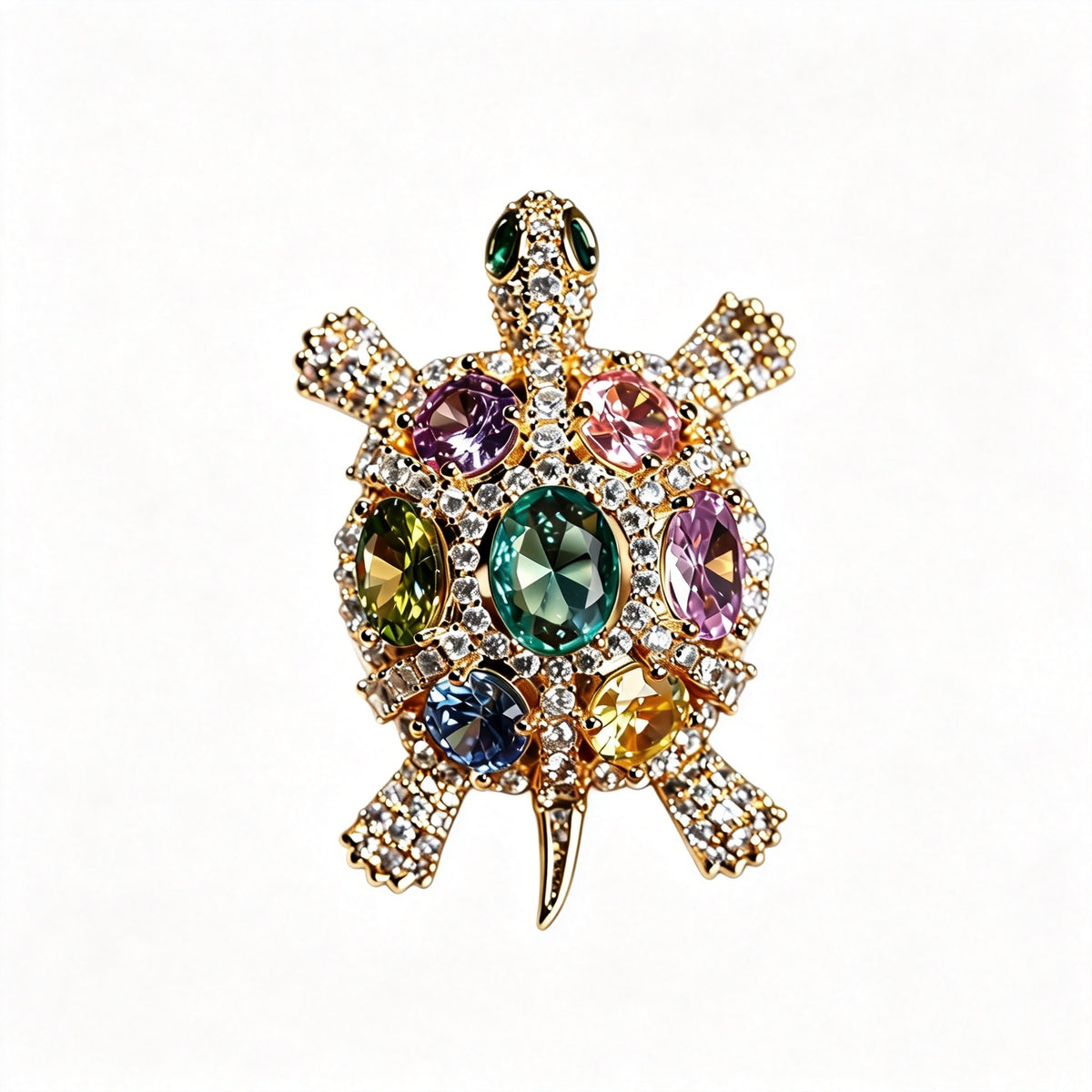 QZY Turtle Animal Brooch Copper Zircon Real Gold Plated Gift Box Packed Lapel Pin