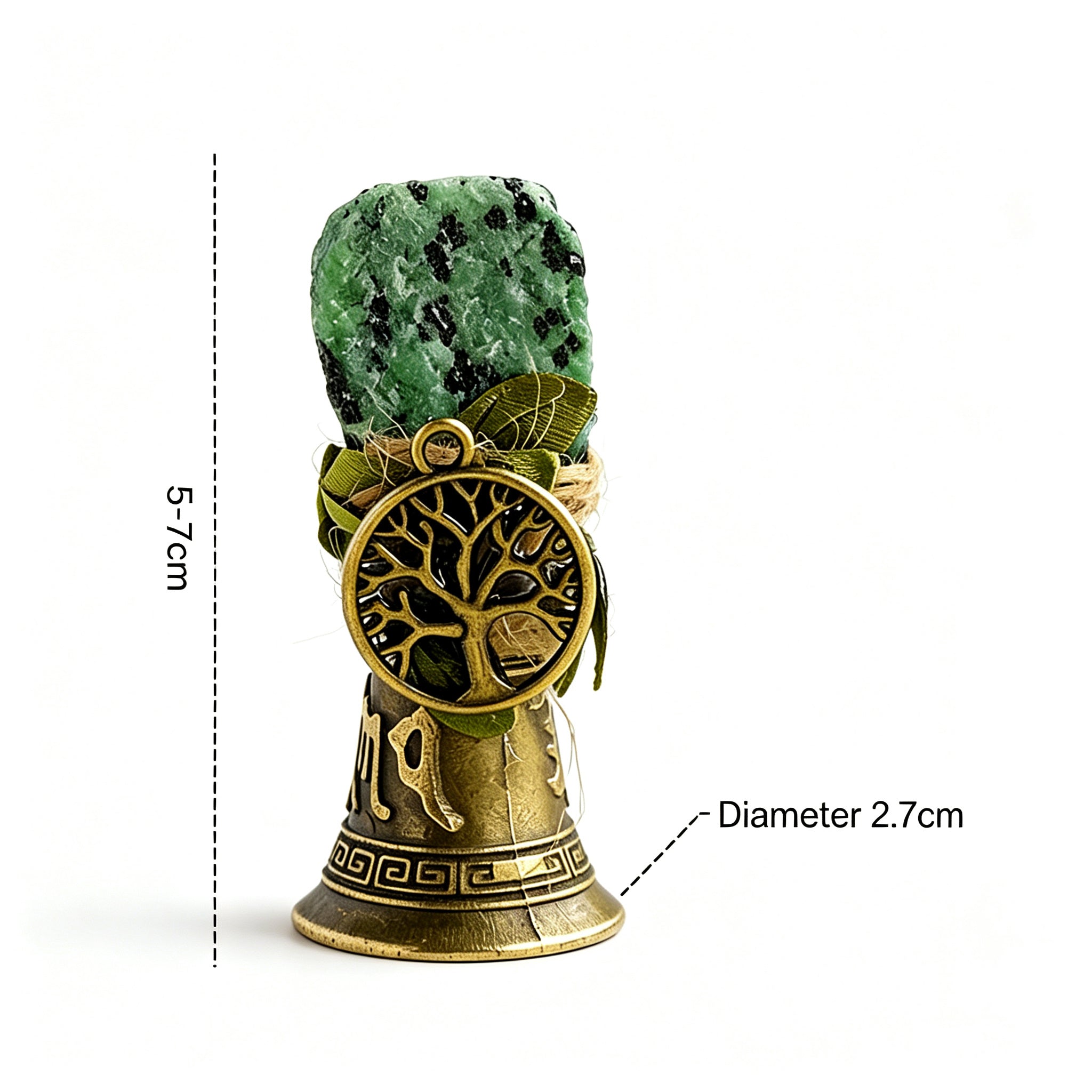 RYS Crystal Point Hand Bell with Tree of Life Charm - Natural Gemstone Decorative Ornament for Home & Spiritual Gifts