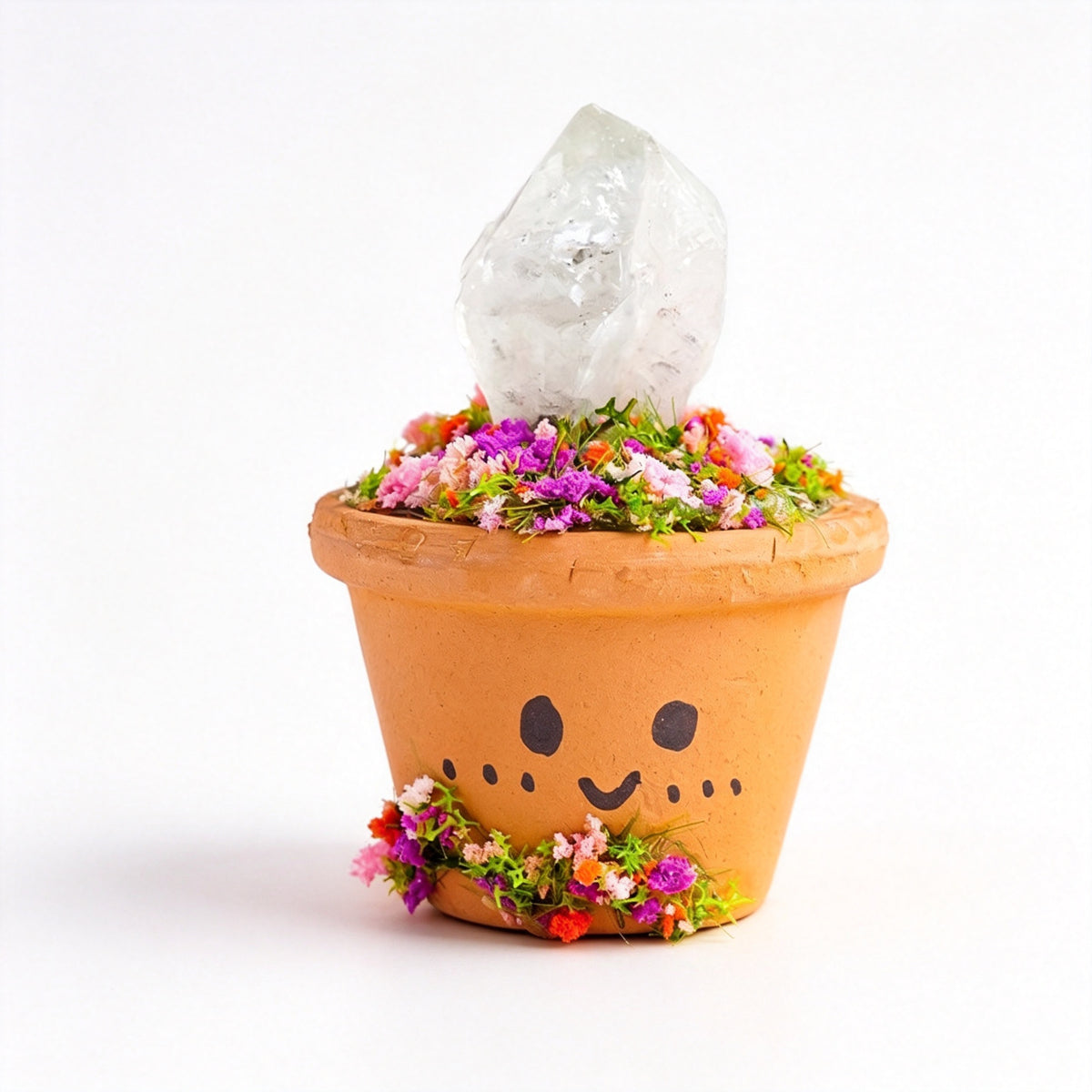 RYS Natural Crystal Raw Ore Ceramic Pot Bonsai, Gemstone DIY Potted Ornament, Home Desktop & Car Decor