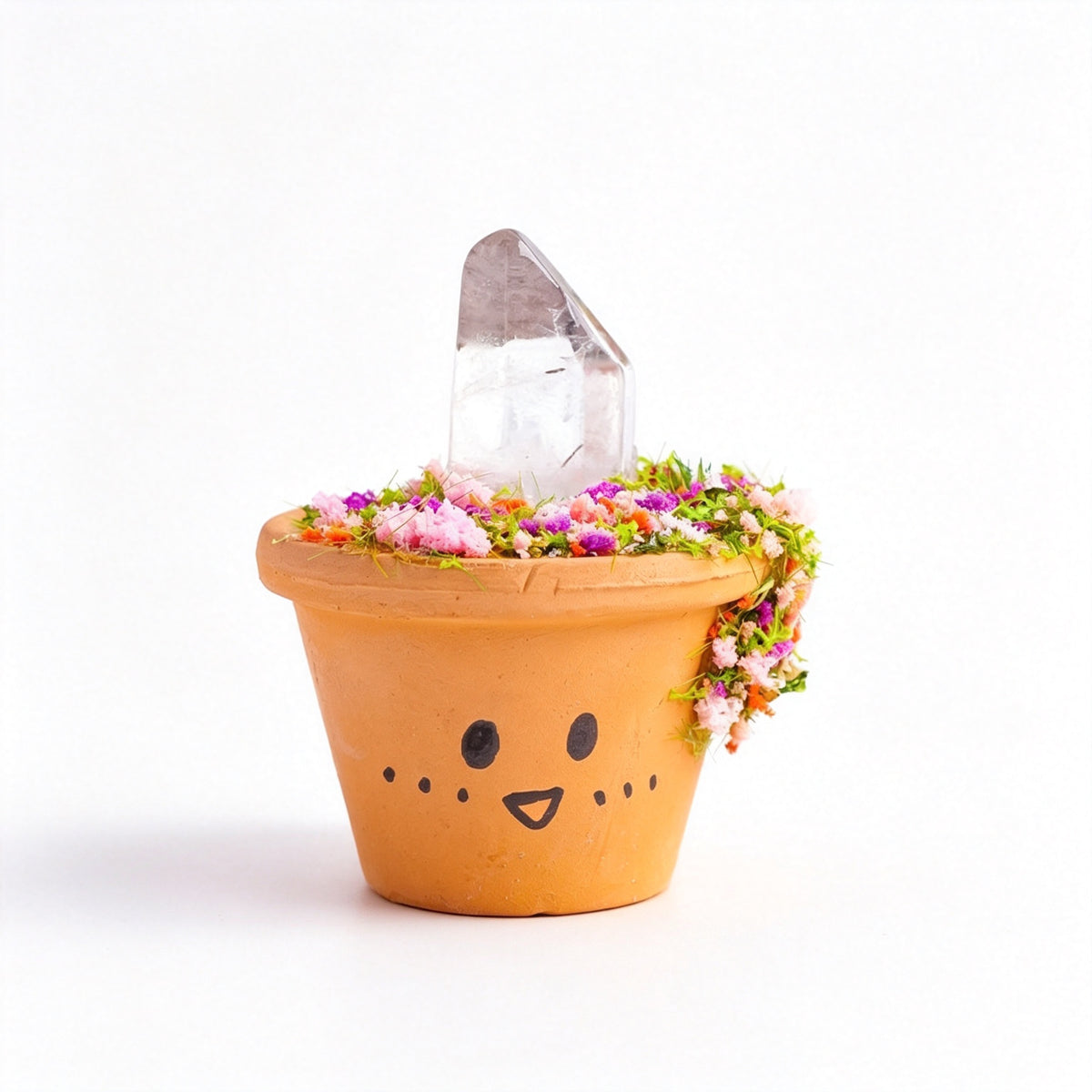 RYS Natural Crystal Raw Ore Ceramic Pot Bonsai, Gemstone DIY Potted Ornament, Home Desktop & Car Decor