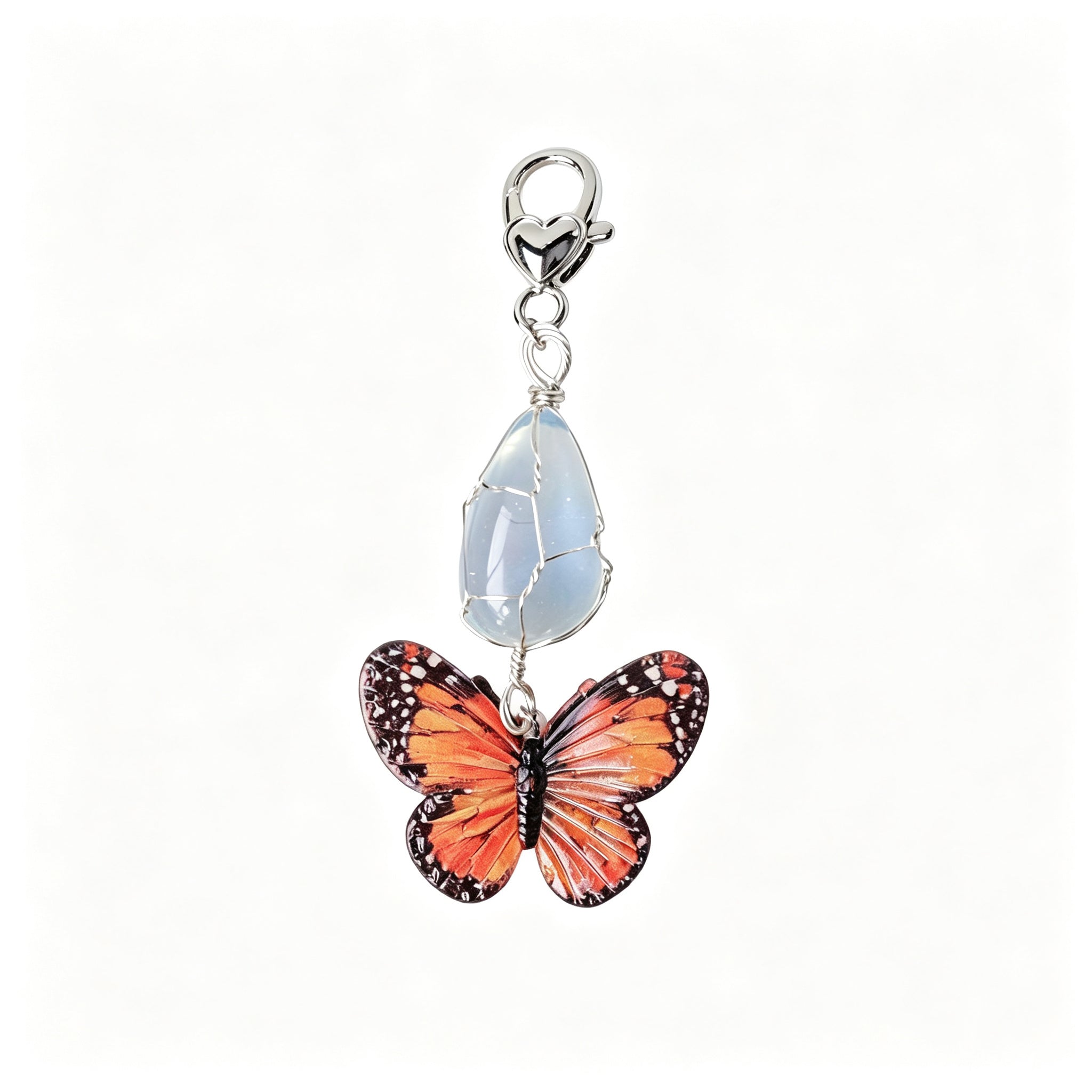 RYS Natural Rough Crystal Handmade Mesh Pouch Keychain Irregular Tumbled Stone Bag Charm