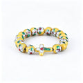 JCJ Handmade Cloisonne Enamel Cross Bracelet Filigree Beaded