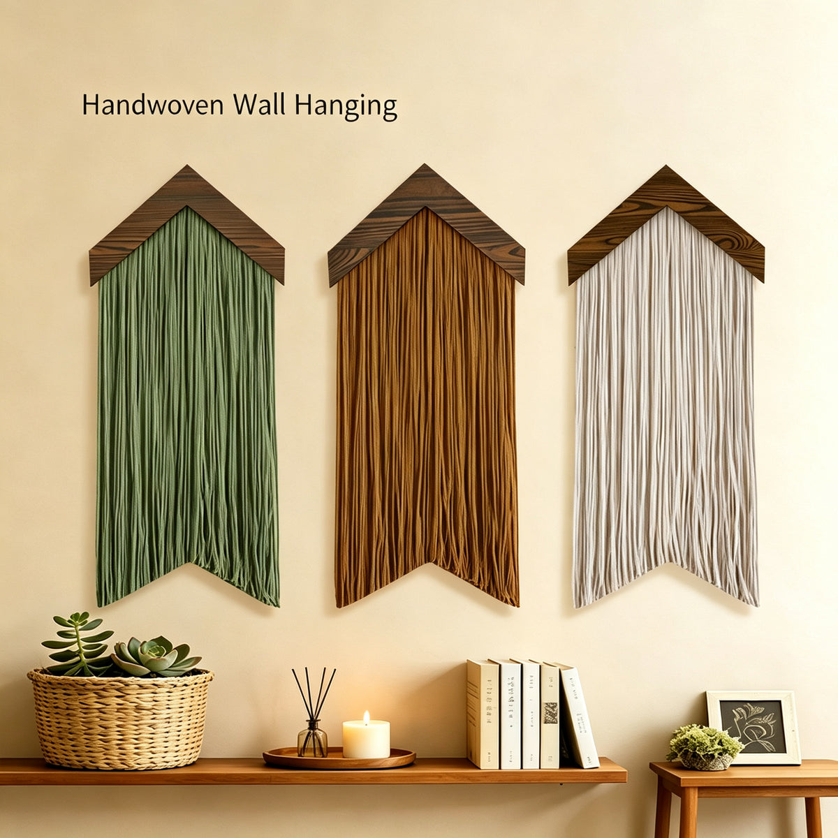 JXG Wooden Board Tassel Wall Hanging Boho Macrame Nordic Wall Decor for Home Hotel Airbnb