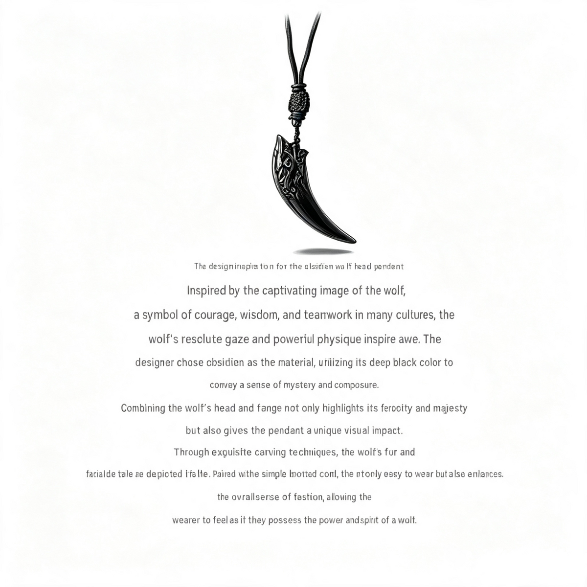 RYS Natural Obsidian Wolf Tooth Pendant Necklace for Men, Minimalist Daily Wear Jewelry Gift