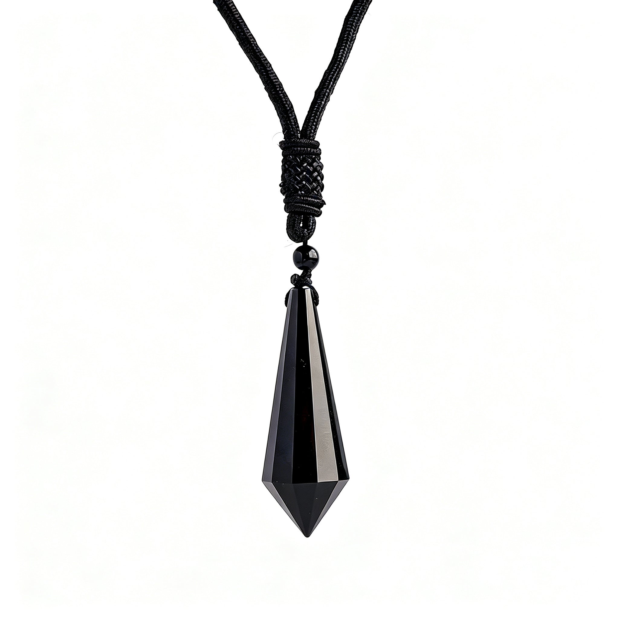 RYS 12 Facet Natural Crystal Pendulum Pendant, Raw Stone Dowsing Pendulum for Meditation Divination, Healing Crystal Jewelry