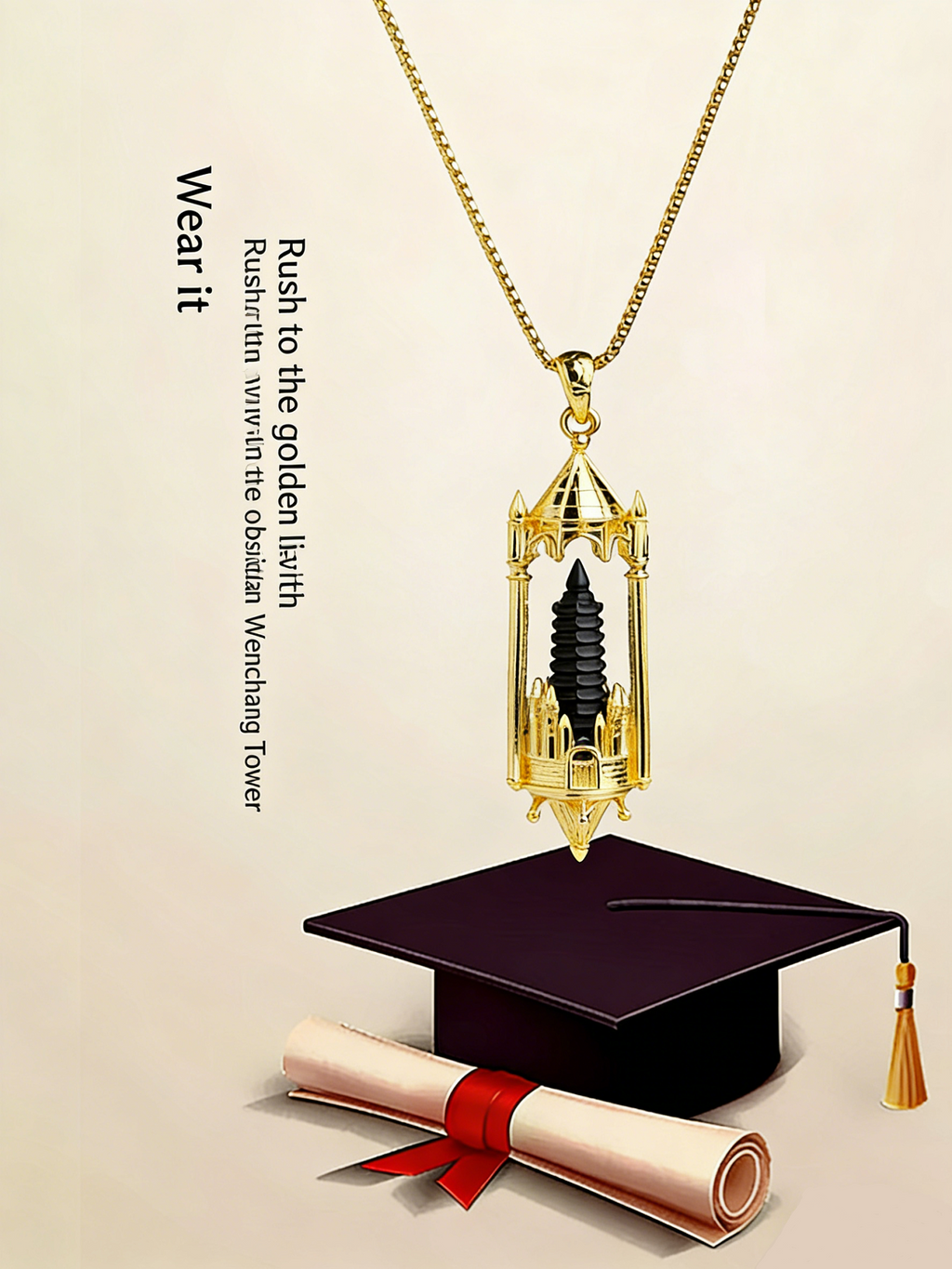 RYS Fantasy Castle Natural Crystal Point Pendant | Multi-Metal (Titanium/Silver/Gold) Options, Includes Chain