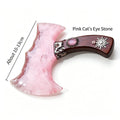 RYS Natural Obsidian & Gemstone Crystal Axe, Hand Carved Stone Blade with Wooden Handle, Spiritual Decorative Tool