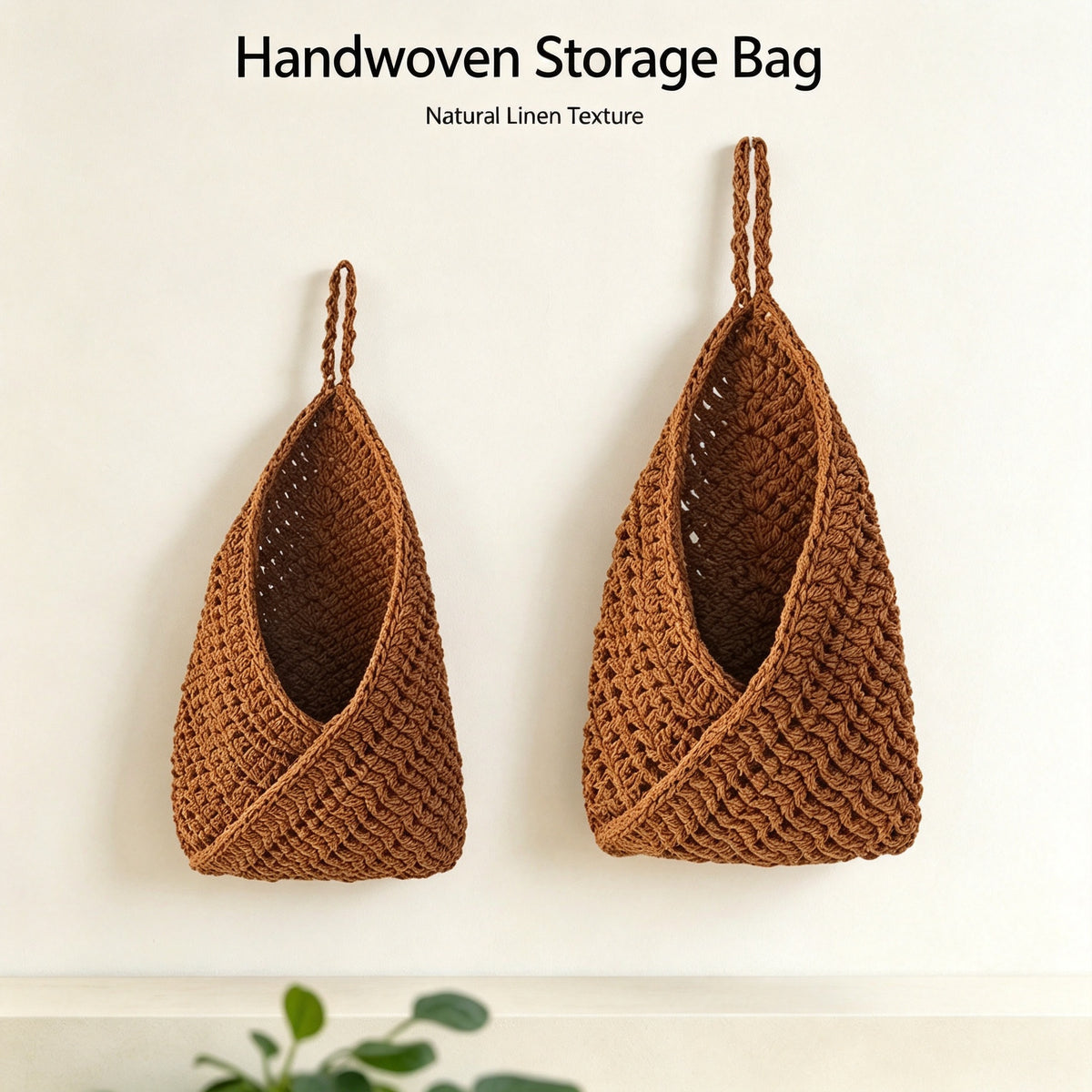 JXG Hand Crochet Cotton Wall Hanging Storage Basket Kitchen Fruit Vegetable Organizer Home Decor