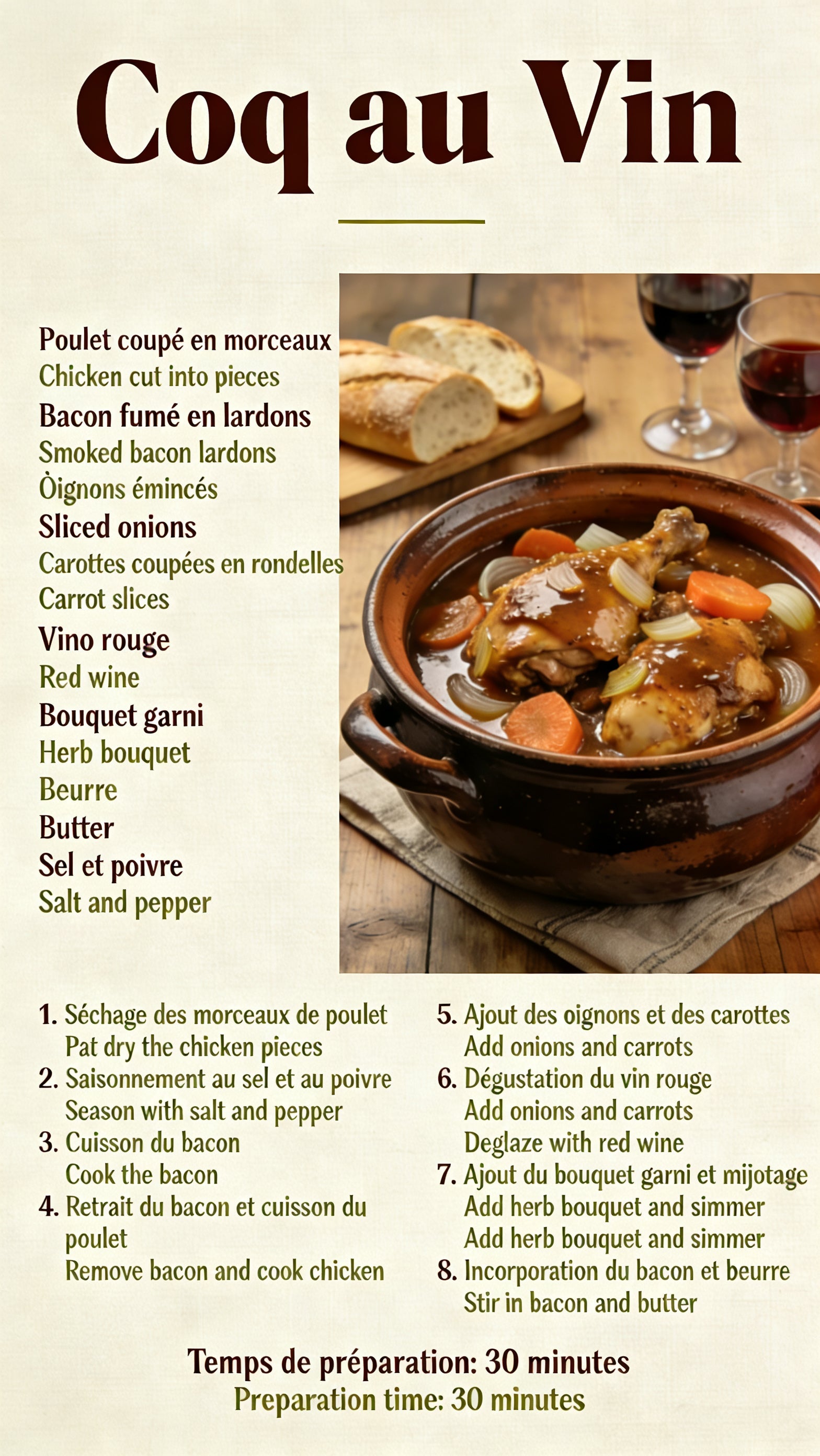 SML France 75 Bilingual Electronic Recipe Collection (Customizable Language) | HD Steps + Ingredient List + Google Drive Easy Download