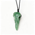 RYS Natural Crystal Crow Skull Pendant Necklace | Gothic Couple Jewelry with Handmade Black Cord