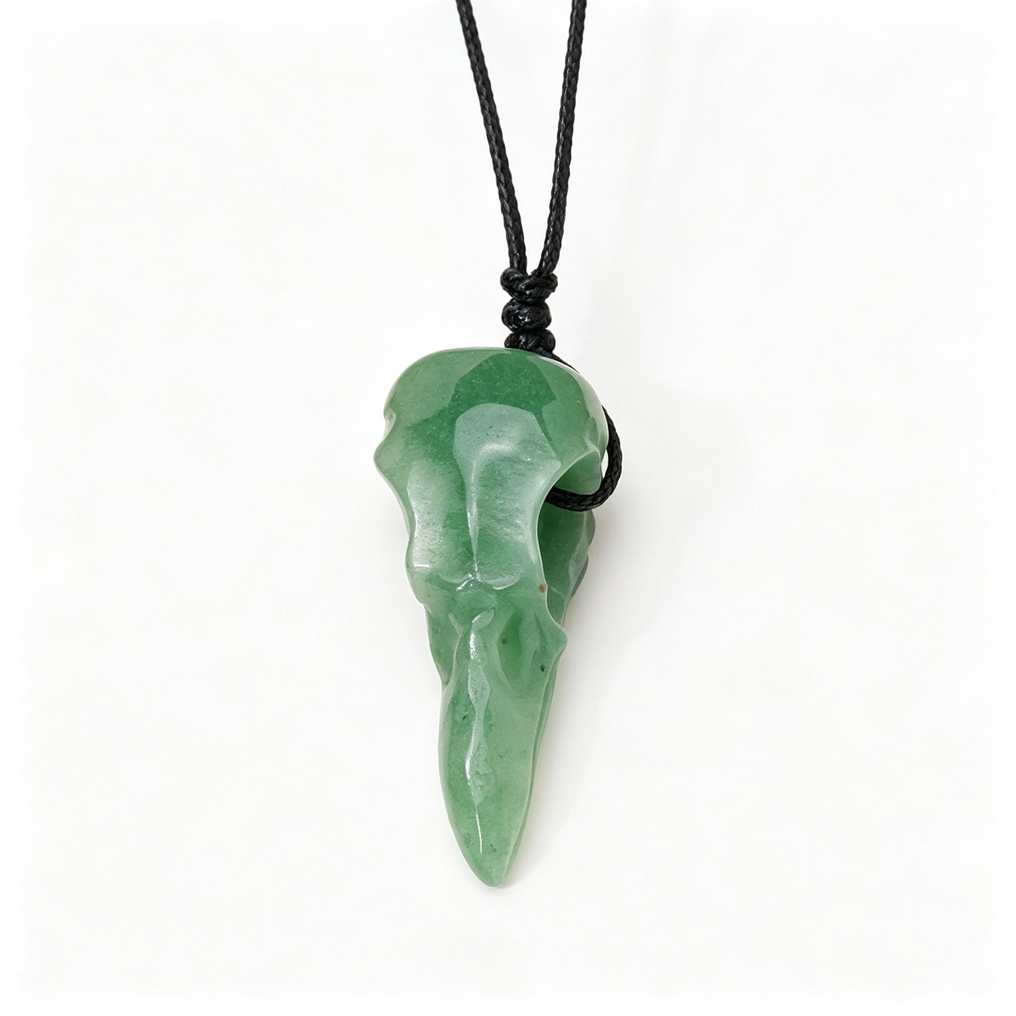 RYS Natural Crystal Crow Skull Pendant Necklace | Gothic Couple Jewelry with Handmade Black Cord