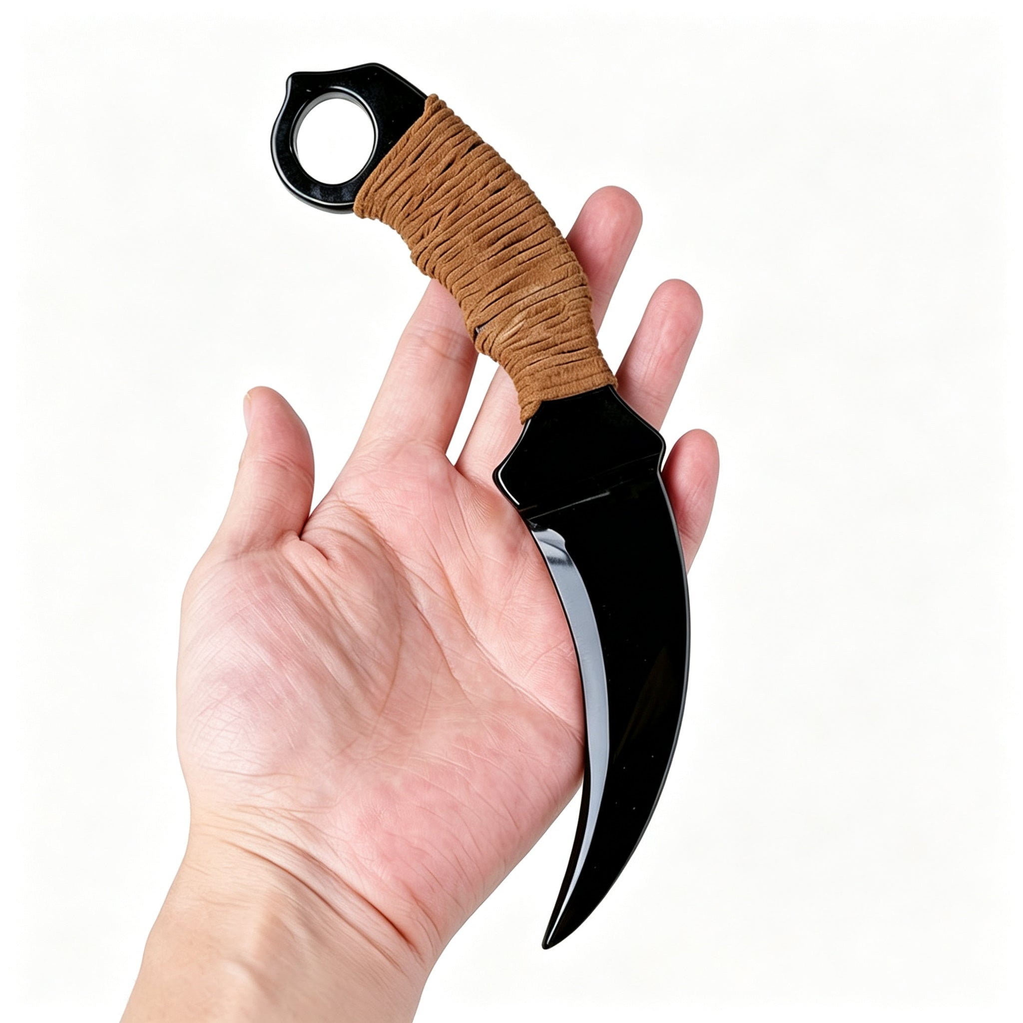RYS Natural Obsidian Crystal Dagger, Hand Carved Stone Blade with Wooden Handle, Random Style for Altar & Decoration