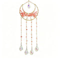 MGY Moon Tree of Life Suncatcher Wind Chime, Pink Natural Crystal Stone Wall Hanging Ornament for Home Bedroom Decor