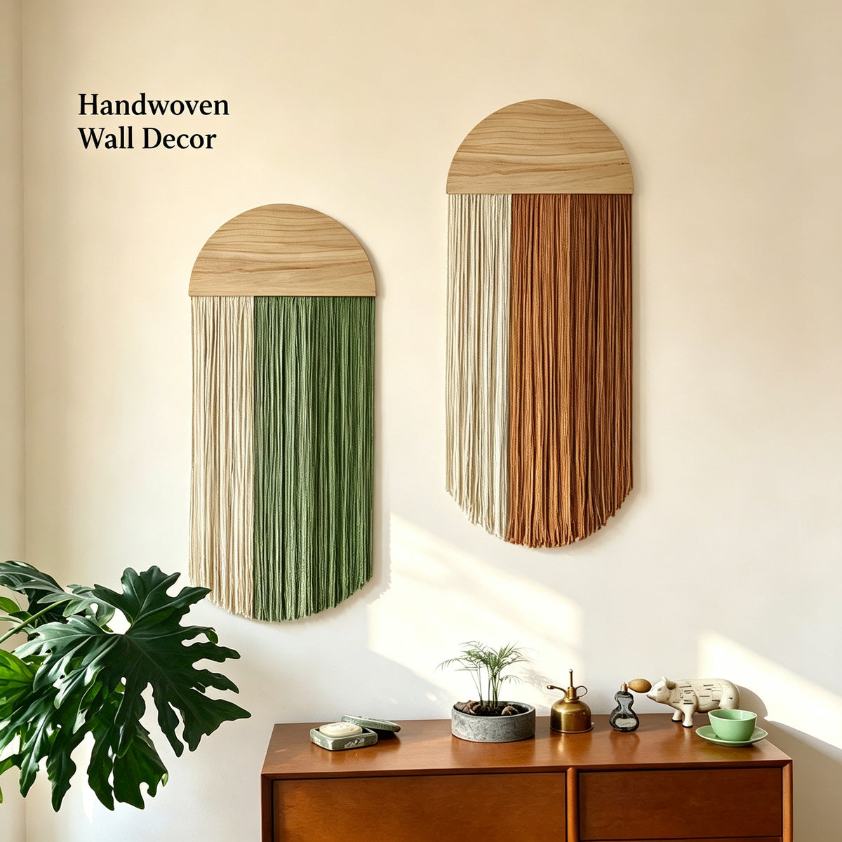 JXG Round Wooden Tassel Wall Hanging Handwoven Macrame Wall Decor for Bedroom Cafe Airbnb