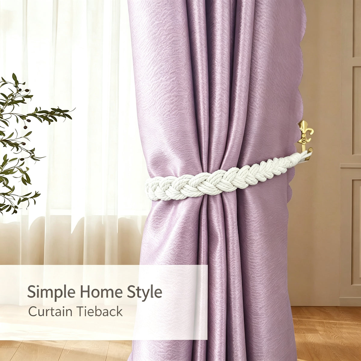 XG Handwoven Cotton Rope Curtain Tiebacks 2 Pack Braided Curtain Holdbacks Window Drapery Straps