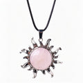 RYS Natural Gemstone Sun Pendant Vintage Alloy Charm for Necklace Jewelry Making