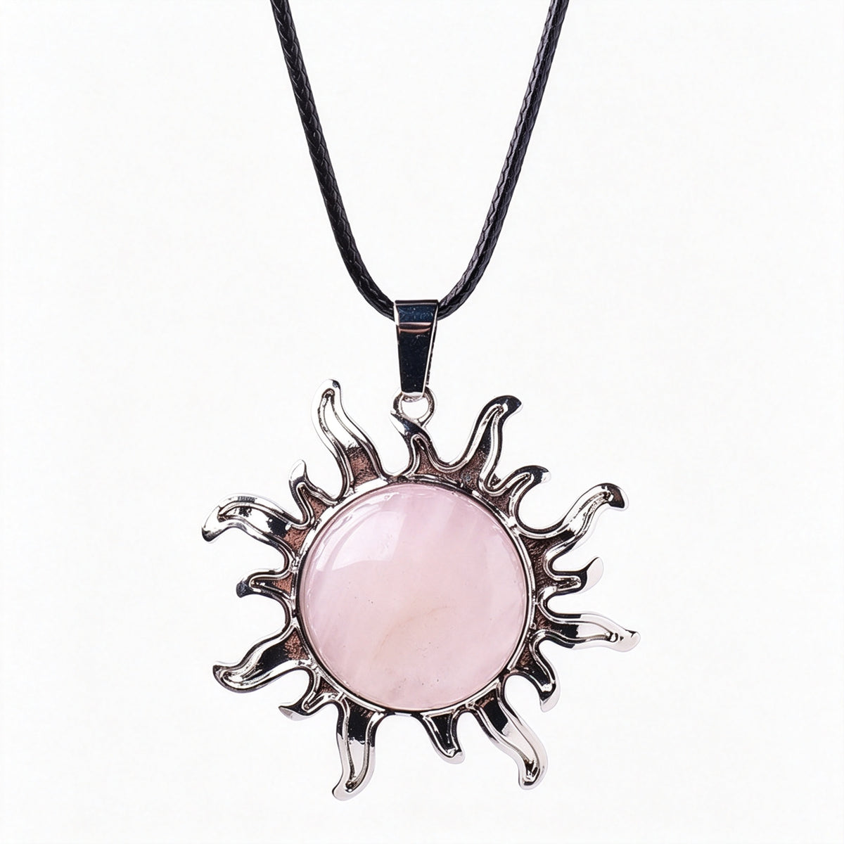 RYS Natural Gemstone Sun Pendant Vintage Alloy Charm for Necklace Jewelry Making