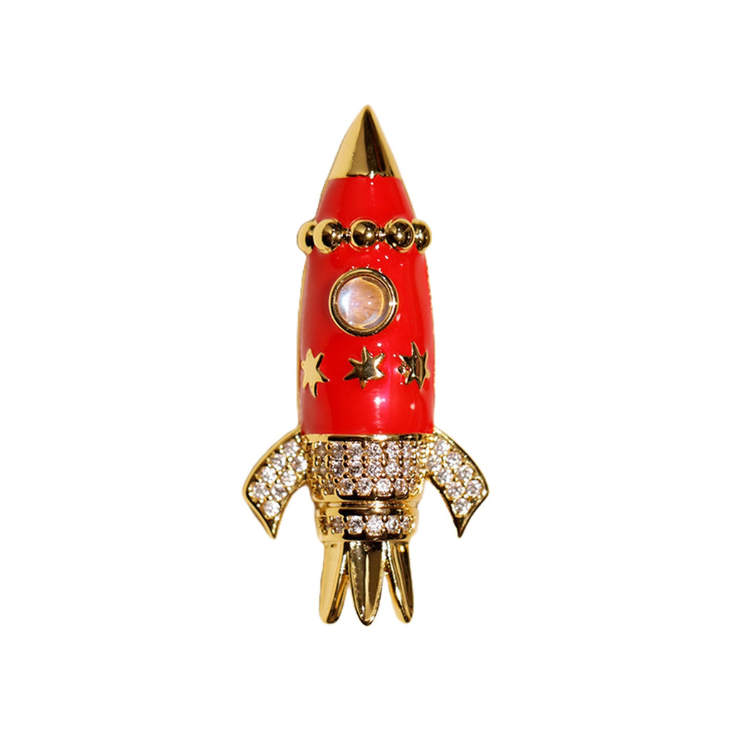 QZY Creative Rocket Brooch Enamel Pin Zodiac Sign Coat Accessory