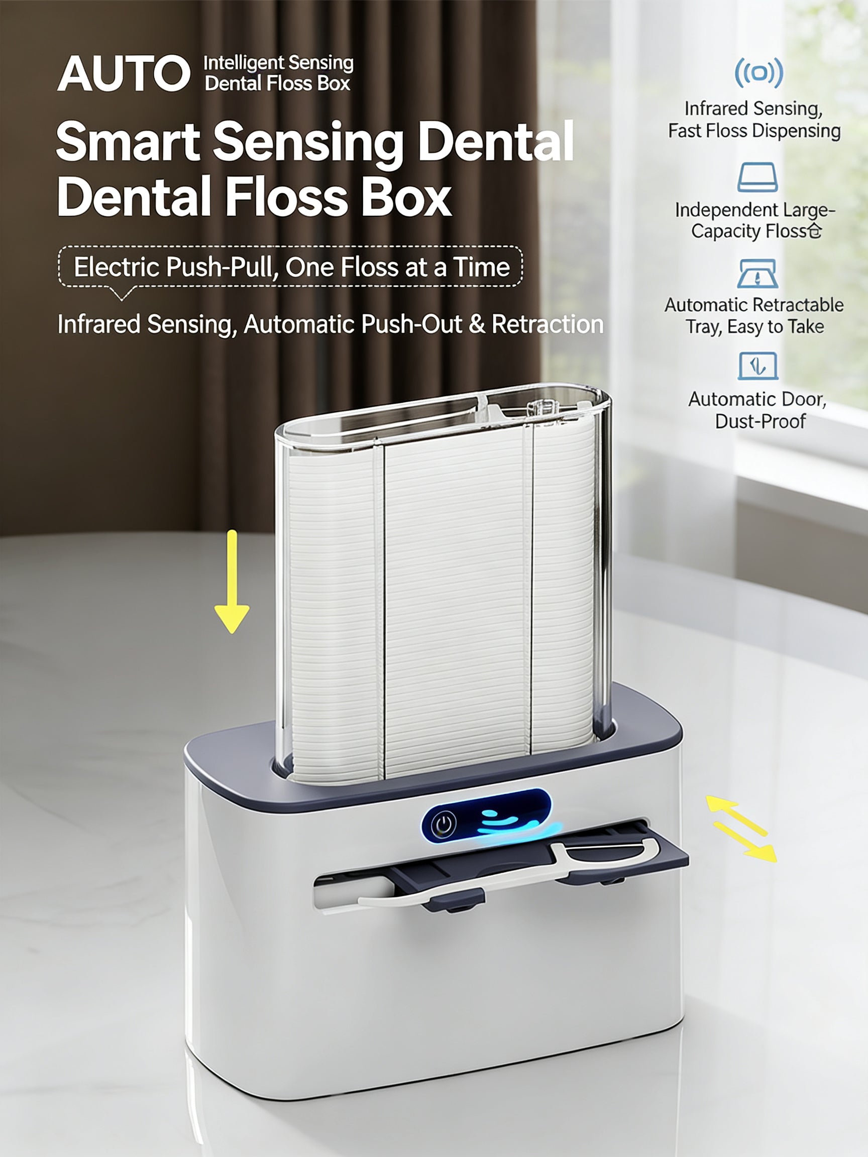 EST Automatic Sensor Dental Floss Dispenser with Refillable Floss Picks