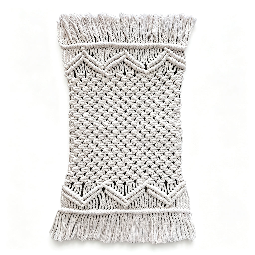 JXG Handwoven Cotton Macrame Table Runner Boho Tassel Placemat