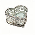 YAP Heart‑Shaped Glass Metal Jewelry Box Ring Earring Storage Decor Gift Box