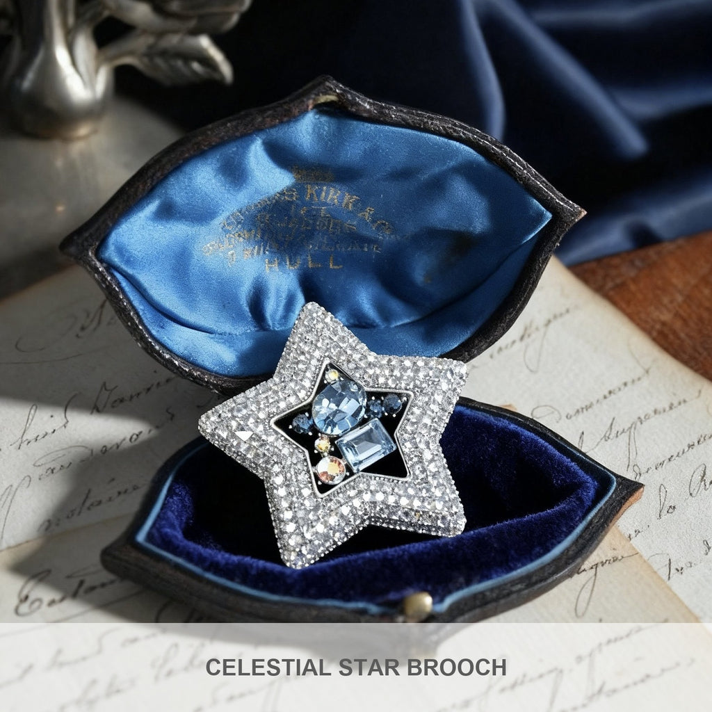 QZY Luxury Star Brooch Rhinestone Crystal Pin Elegant Coat Accessory
