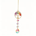 RYS Natural Crystal Tree of Life Suncatcher, Rainbow‑Drop Crystal Hanging Ornament for Window, Car & Home Decor