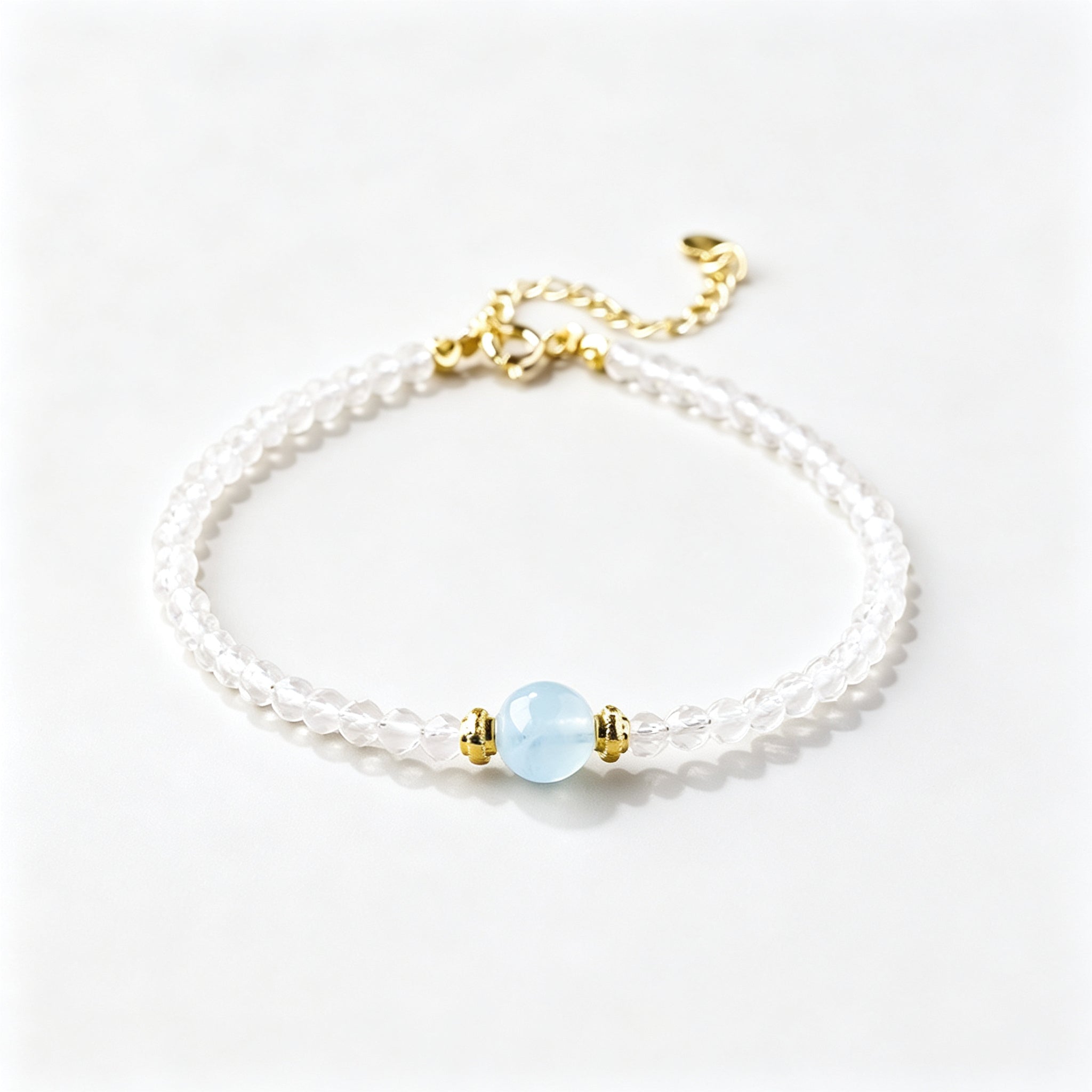 RYS Natural Mixed Crystal Single Strand Bracelet 3-3.5+8mm Round Bead Minimalist Jewelry Gift