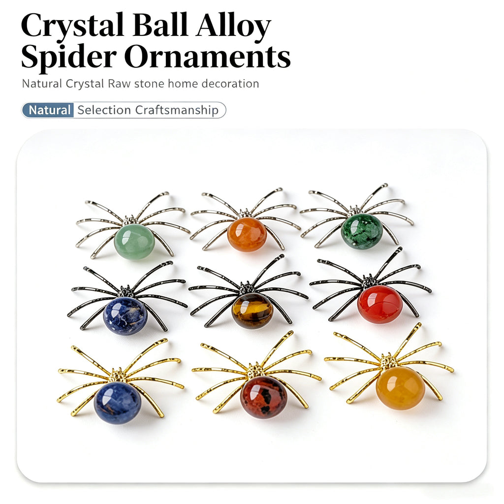RYS Natural Crystal Ball Alloy Spider Figurine